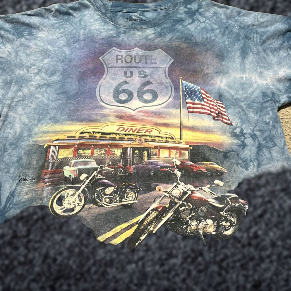 Mountain Vintage The Mountain T Shirt Mens 2xl Short Sleeve Crew Neck Cotton Blue Tie Dye Motorc