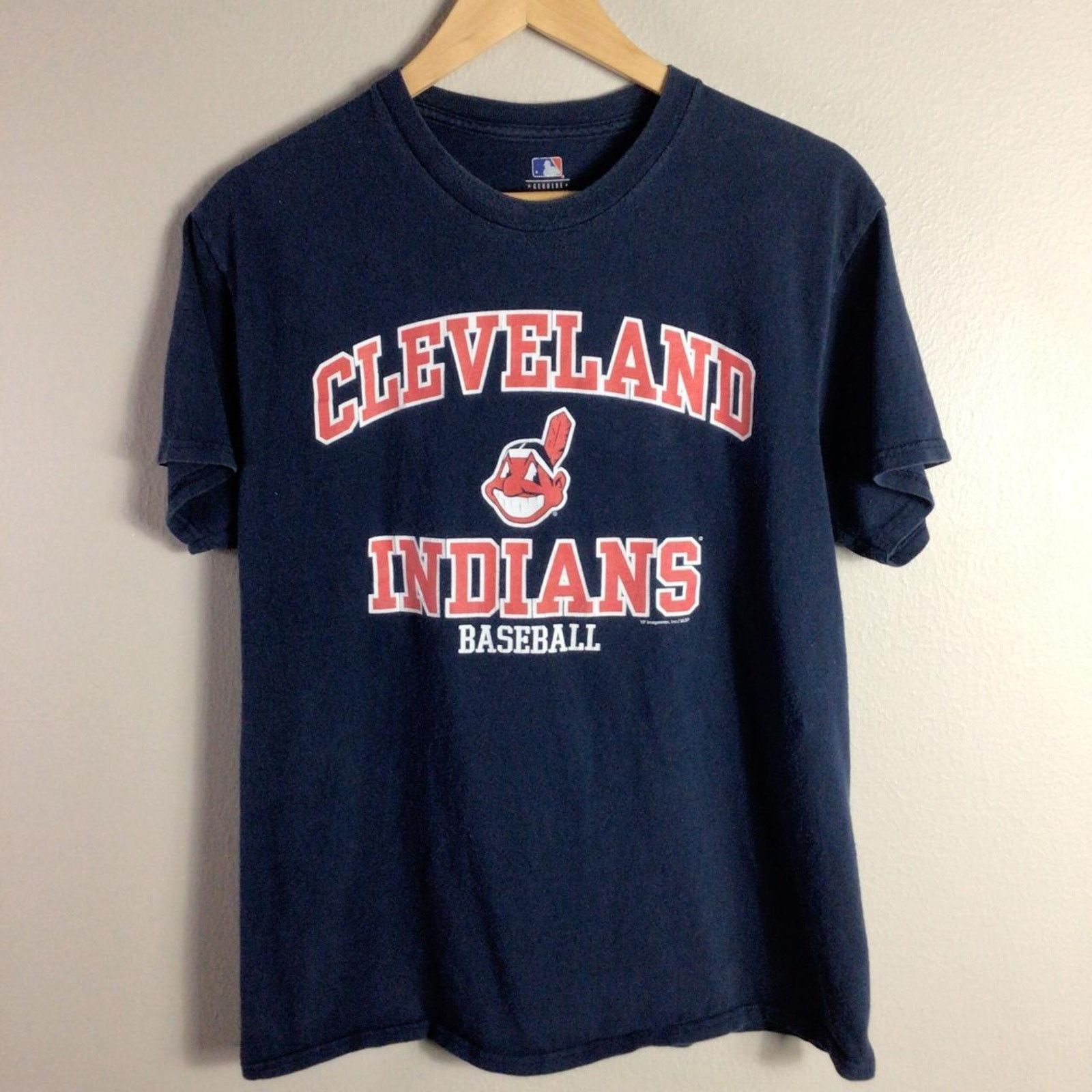 Mlb Cleveland Indians Baseball T Shirt Navy Blue Red Medium Hoodie, Sweatshirt | FlexRushtees.com