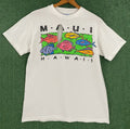 Hanes 80 S Maui Hawaii Tropical Fish Colorful Thrashed T Shirt Xs
