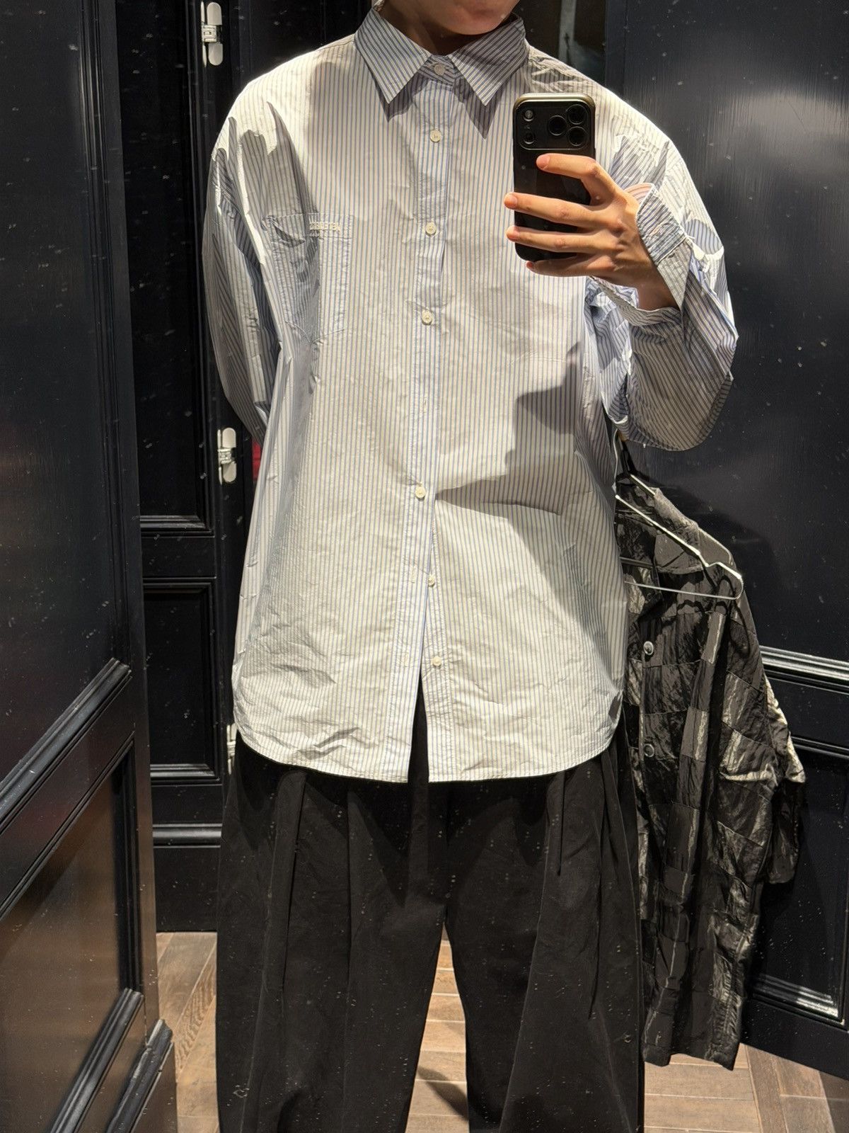 Vetements Pinstripe Plastic Shirt Hoodie, Sweatshirt | FlexRushtees.com