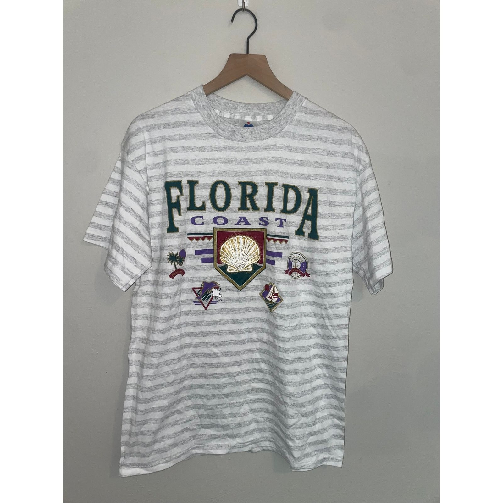Vintage Florida Coast Shirt Beach Yacht Club Tee Vtg 90s L