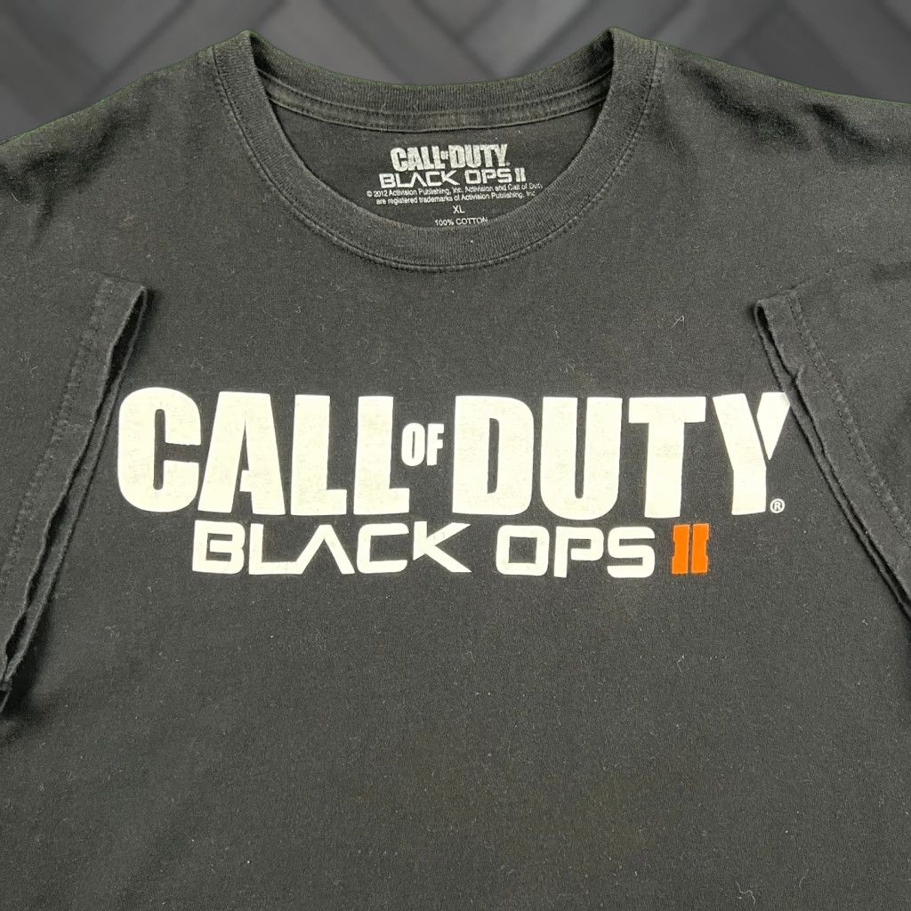 Vintage Call Of Duty Black Ops Ii T Shirt Men Xl Black Graphic Print Crew Neck Short Sleeve