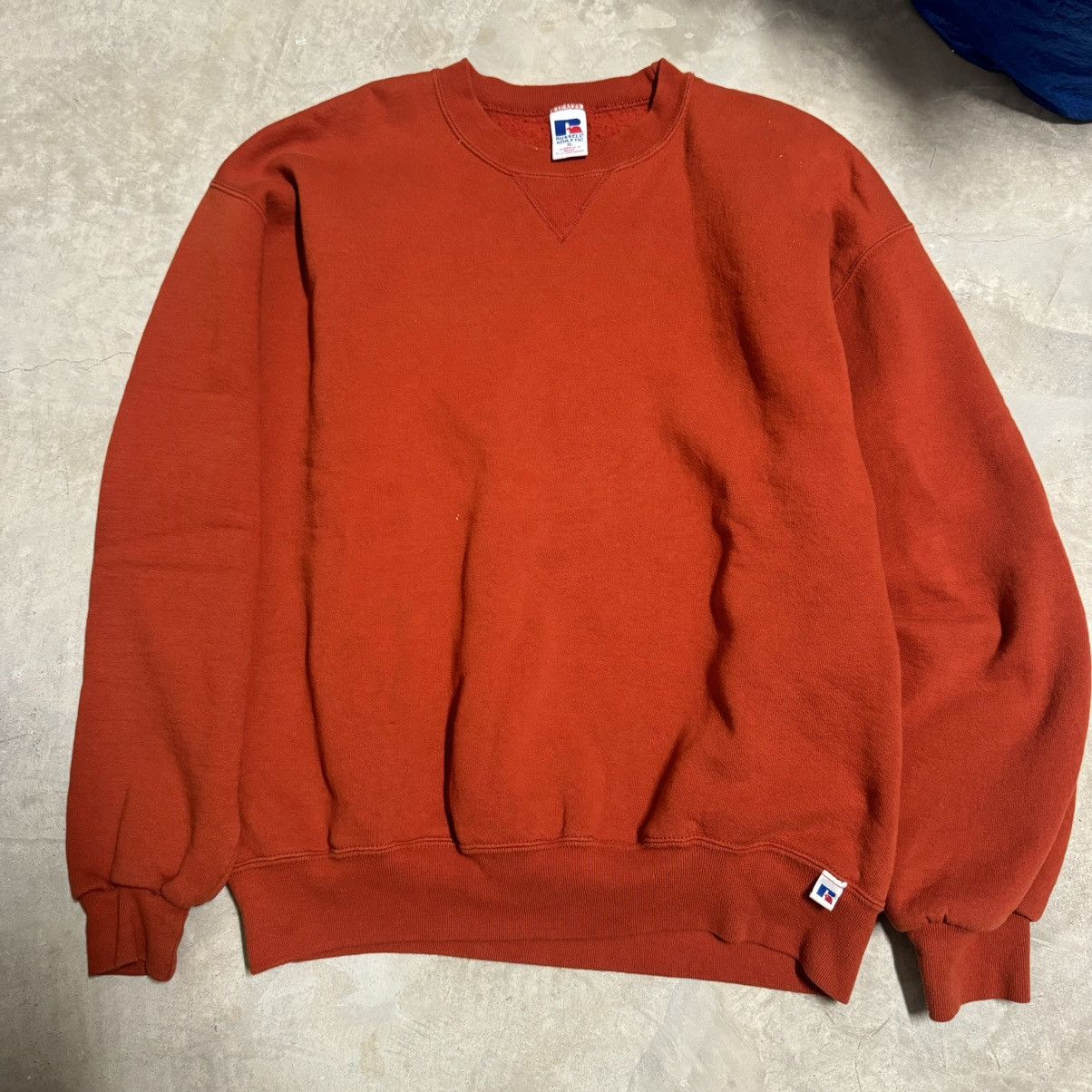 Vintage 90s Y2k Russell Athletic Burnt Orange Blank Crewneck
