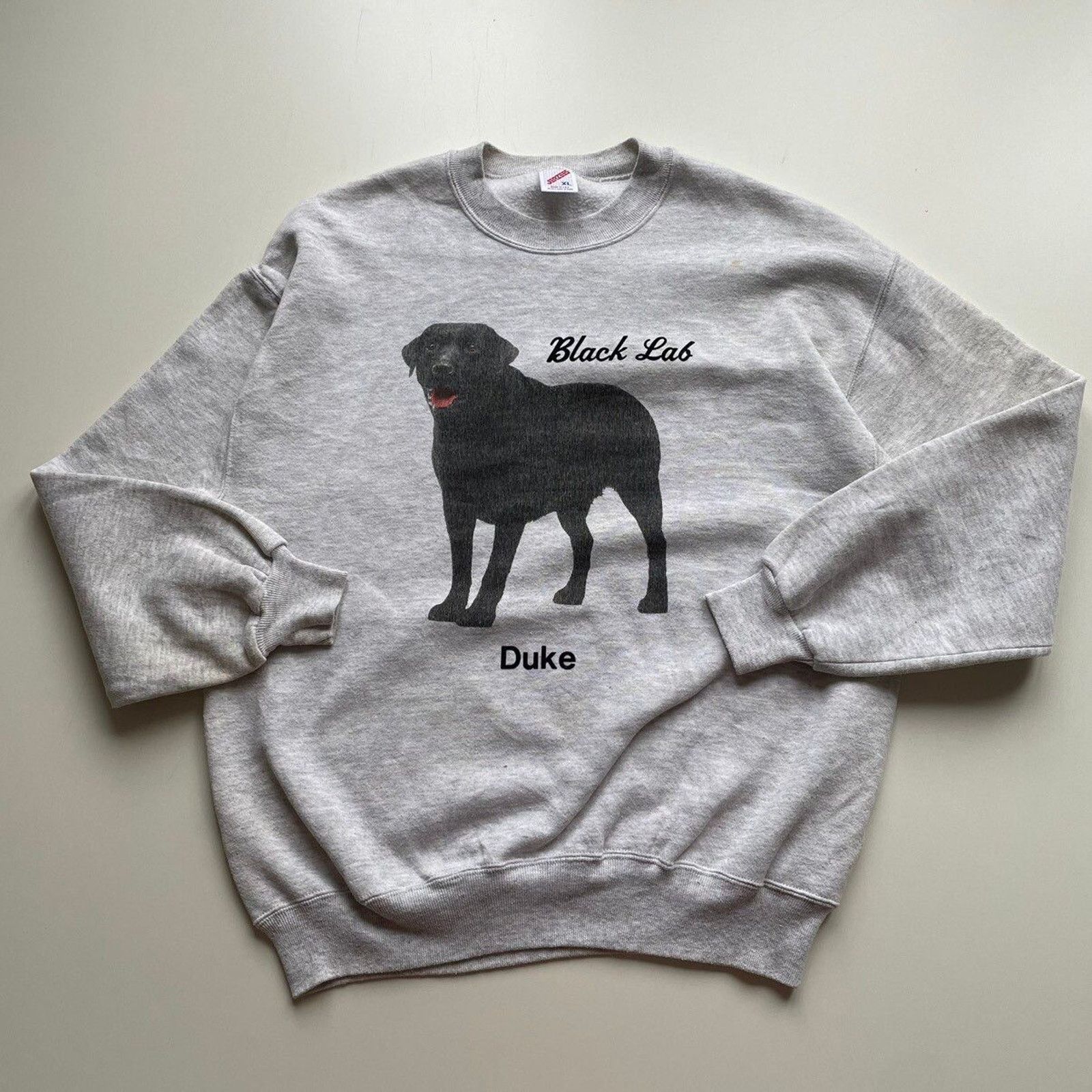 Vintage 90s Black Lab Dog Animal Art Crewneck Xl Made In Usa