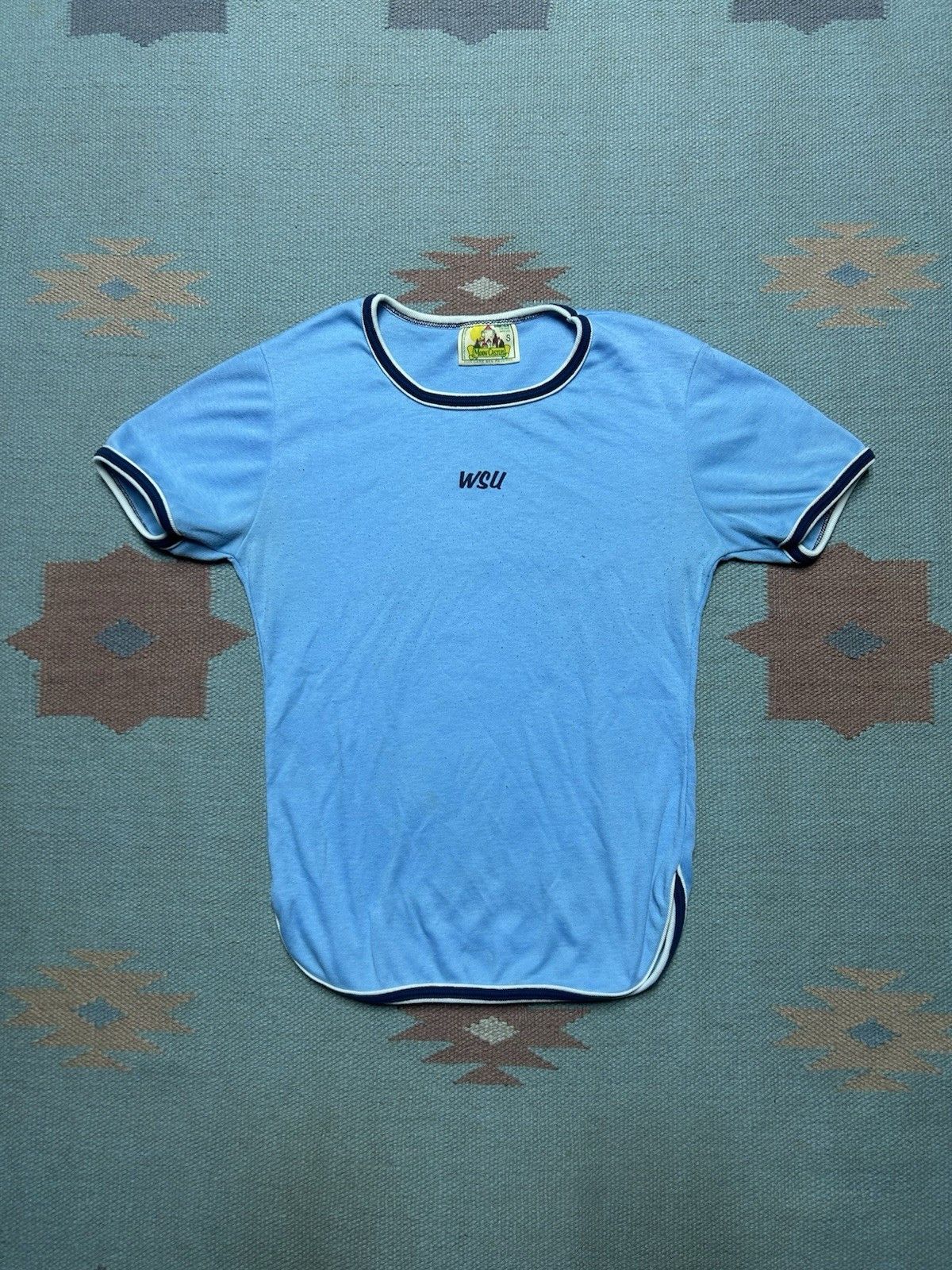 Vintage 70s Ringer T Shirt Wsu Wayne State University Small