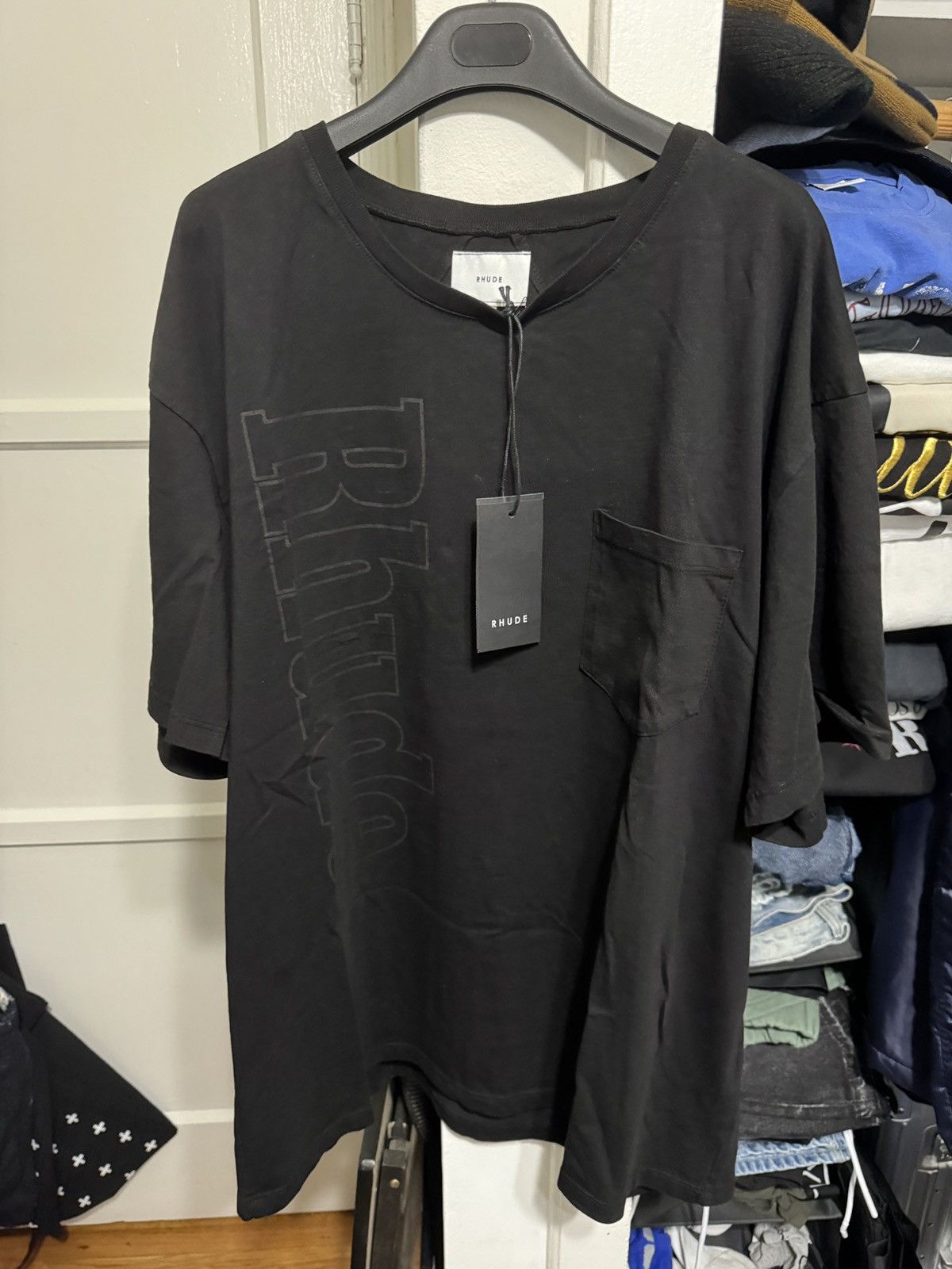Rhude Pocket Logo Tee Xxl Black Authentic Nwt Hoodie, Sweatshirt | FlexRushtees.com