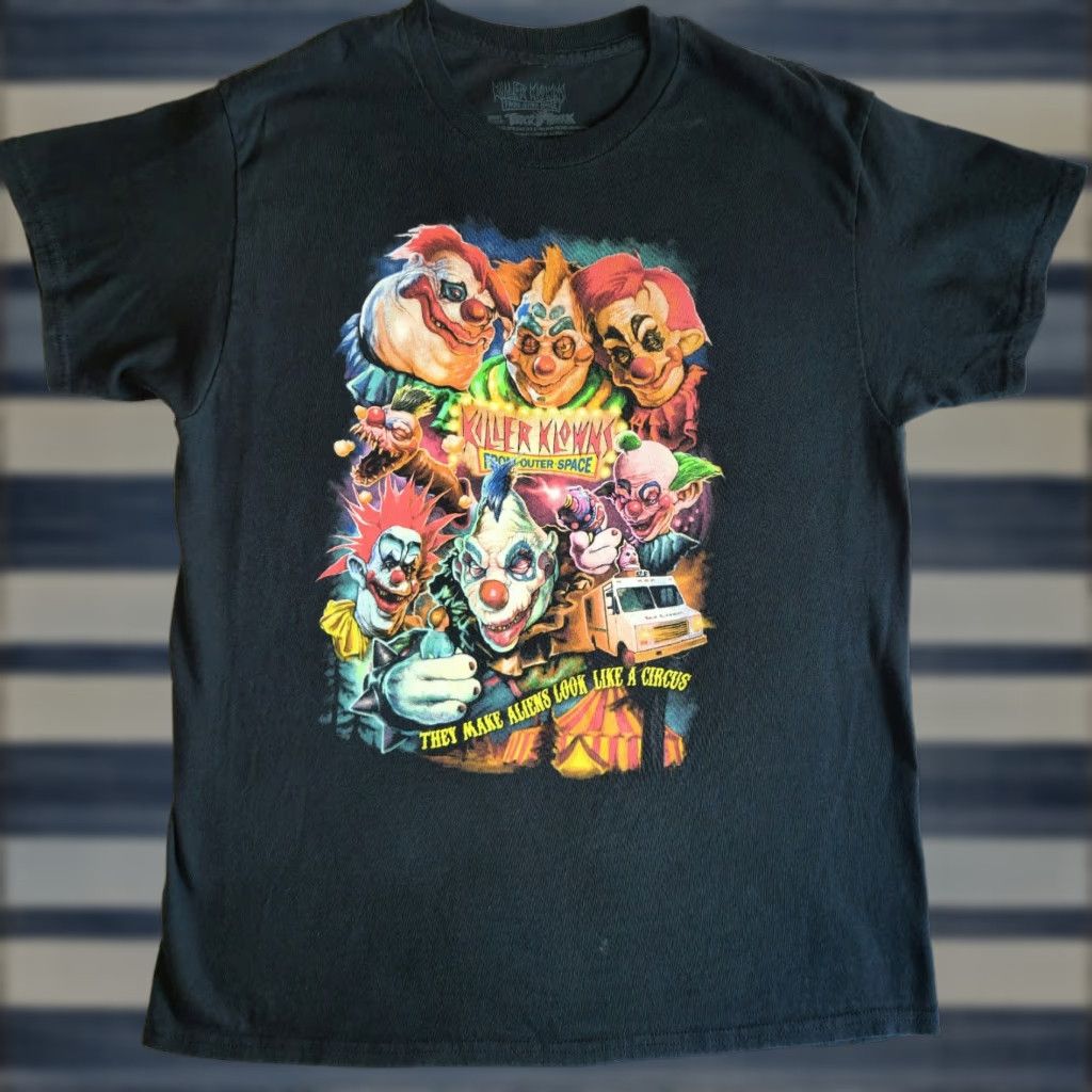 Vintage Killer Klowns From Outer Space Graphic T Shirt Black L Mens Womens Unisex Adults Horror 80s