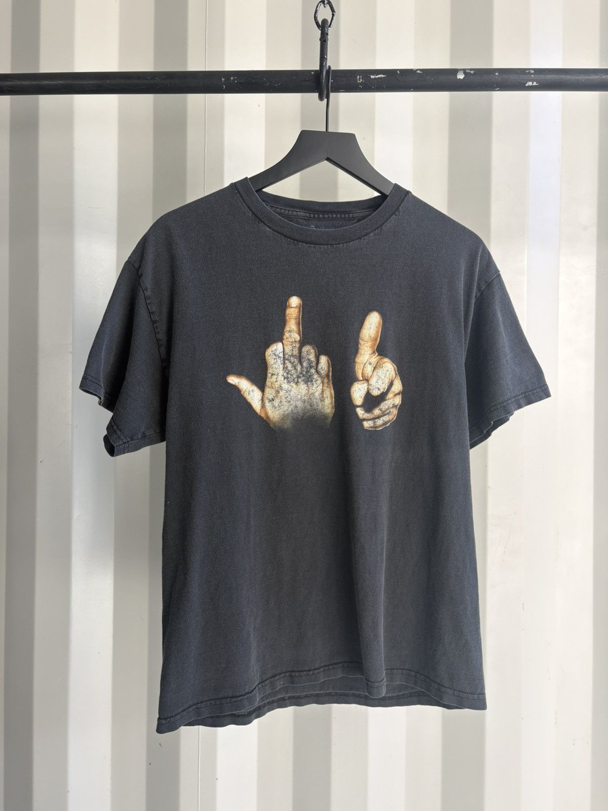 Vintage Thrashed Fuck You Hand Sign Faded Shirt Distressed Grunge Hoodie, Sweatshirt | FlexRushtees.com