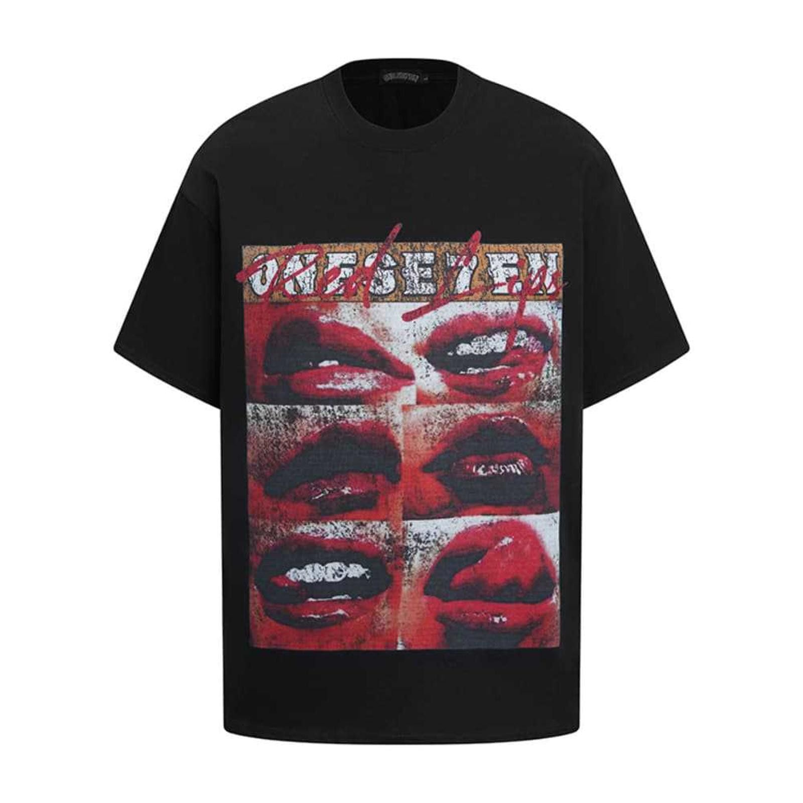 Vintage Graphic Oversized Tee With Lip Print Hoodie, Sweatshirt | FlexRushtees.com
