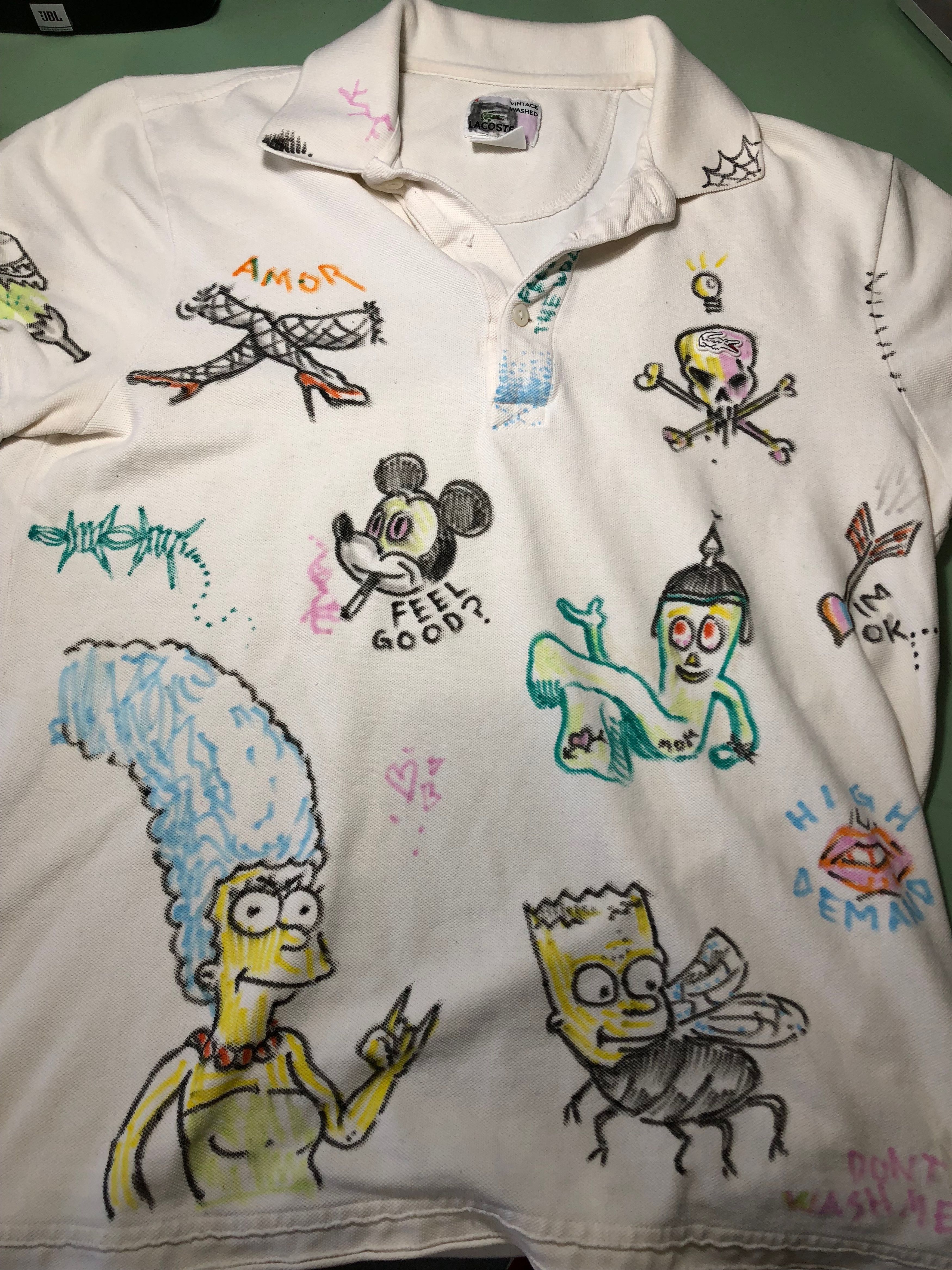 Other White Lacoste Tee Custom Painted Hoodie, Sweatshirt | FlexRushtees.com