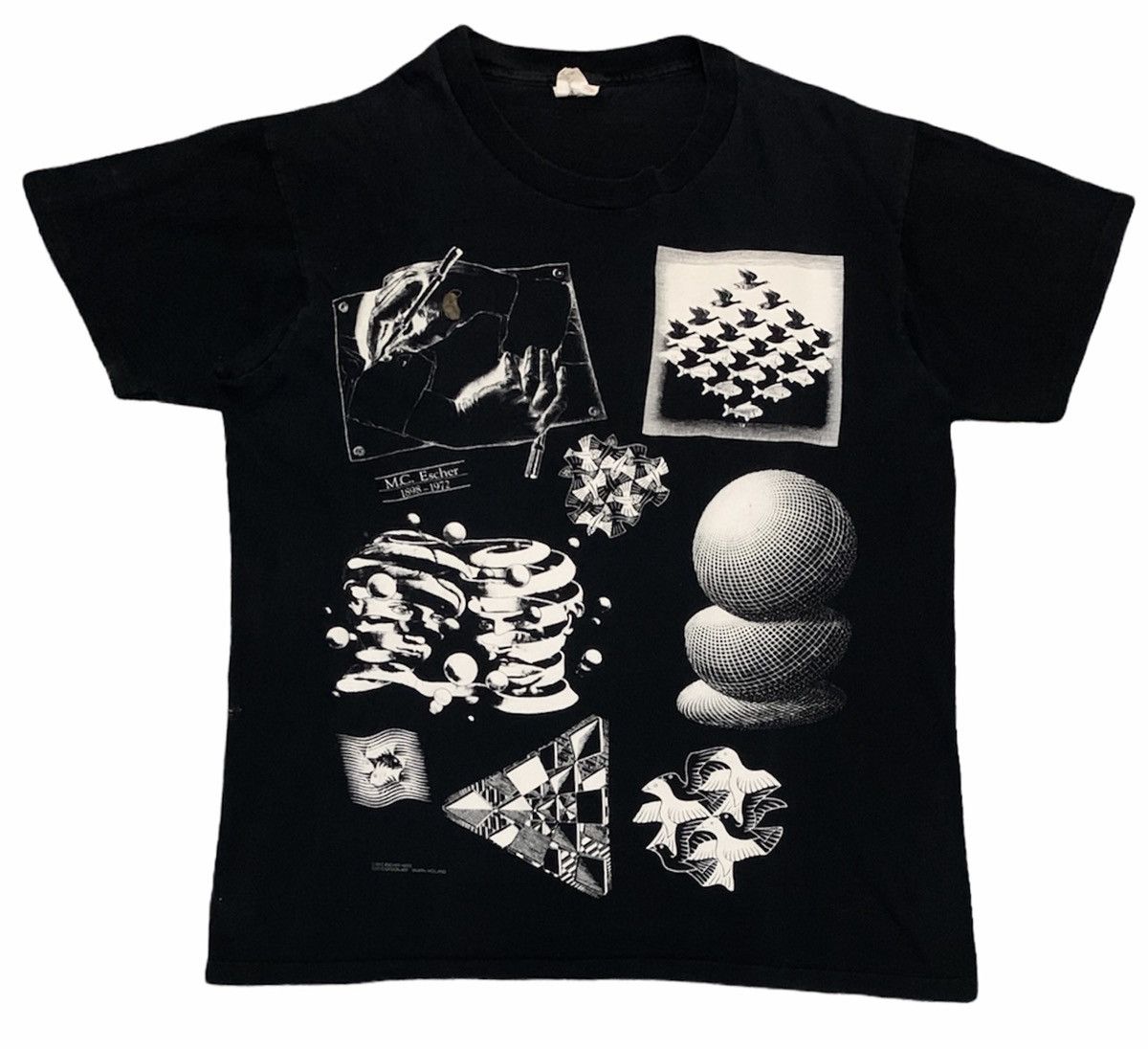 Rare Design Vintage Graphic Artist Mc Escher T Shirt 1990s Hoodie, Sweatshirt | FlexRushtees.com