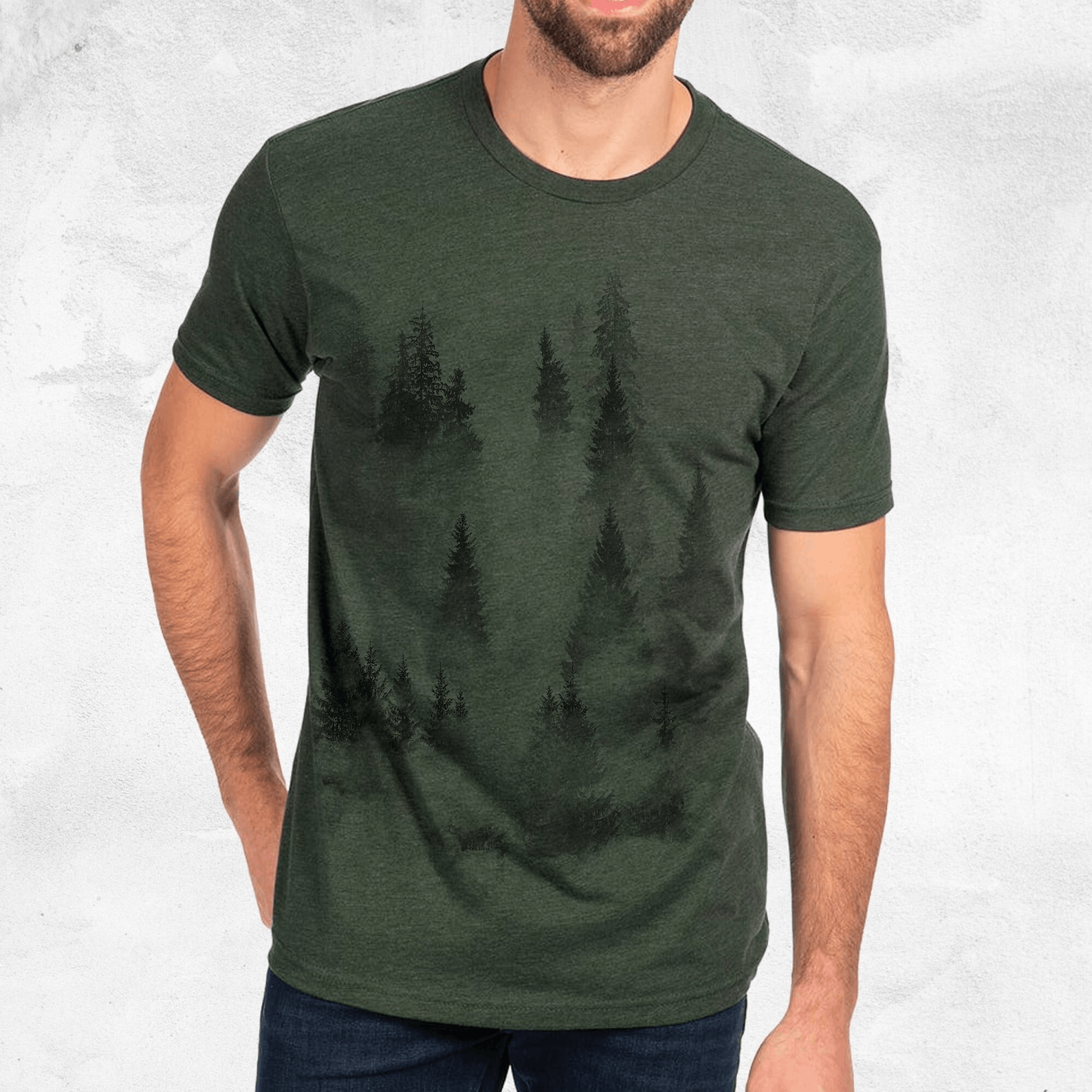 Vintage Men S Graphic Tees Cloudy Forest Screen Printed T Shirt Hoodie, Sweatshirt | FlexRushtees.com