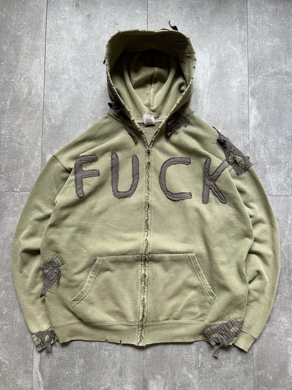 Vintage Fruit Of The Loom My Custom Fuck Zip Up Hoodie