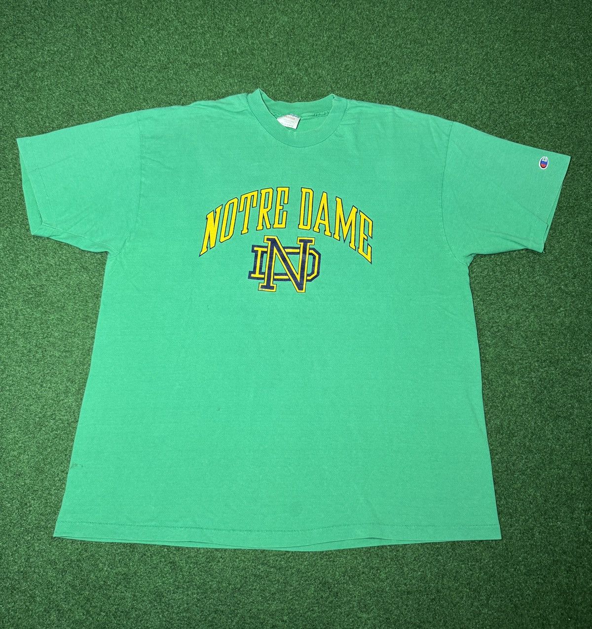 Champion Vintage 90s Notre Dame Irish Green Champion Retro T Shirt Hoodie, Sweatshirt | FlexRushtees.com