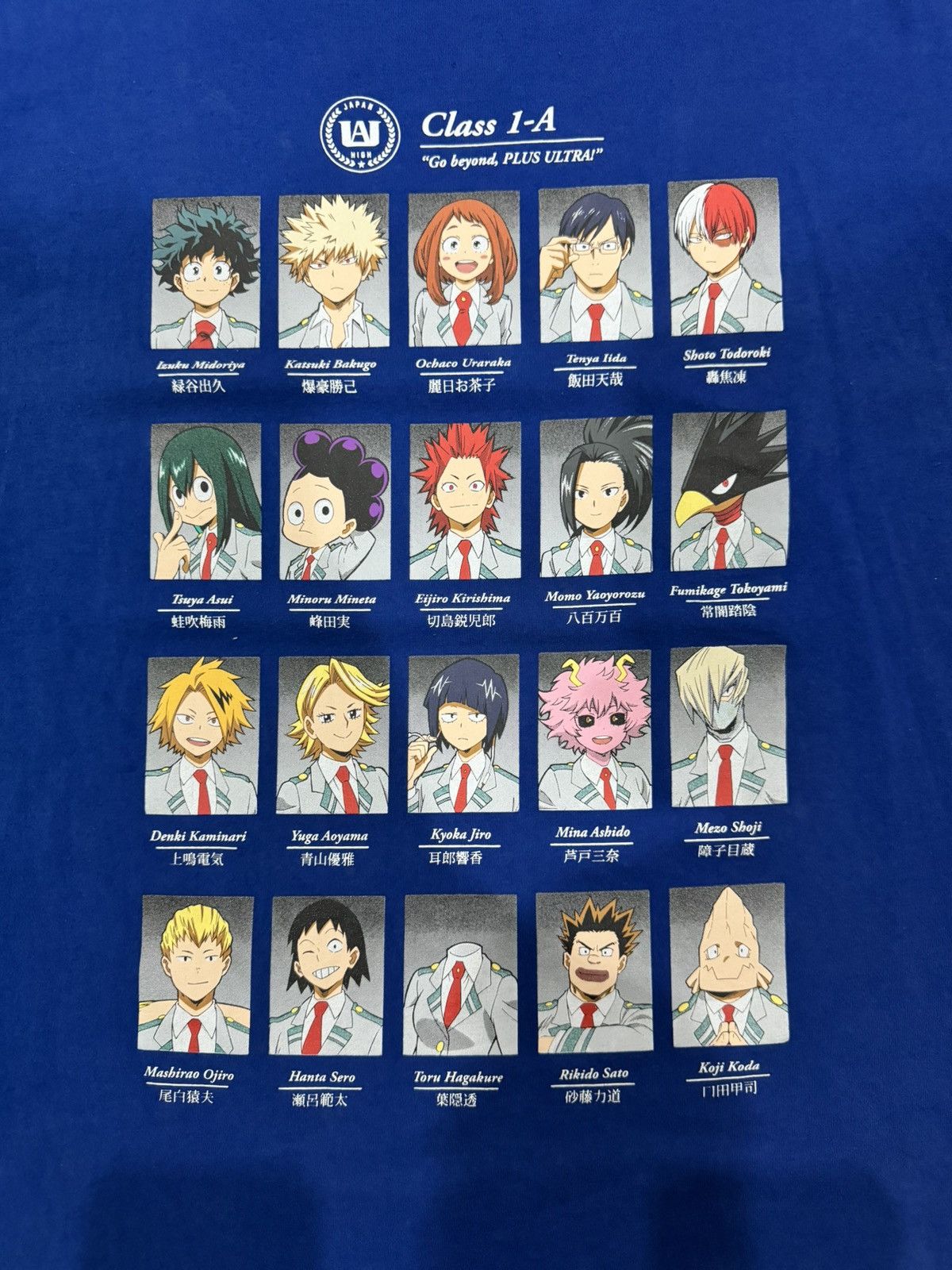 Anime My Hero Academia Class 1 A Blue Shirt L Size