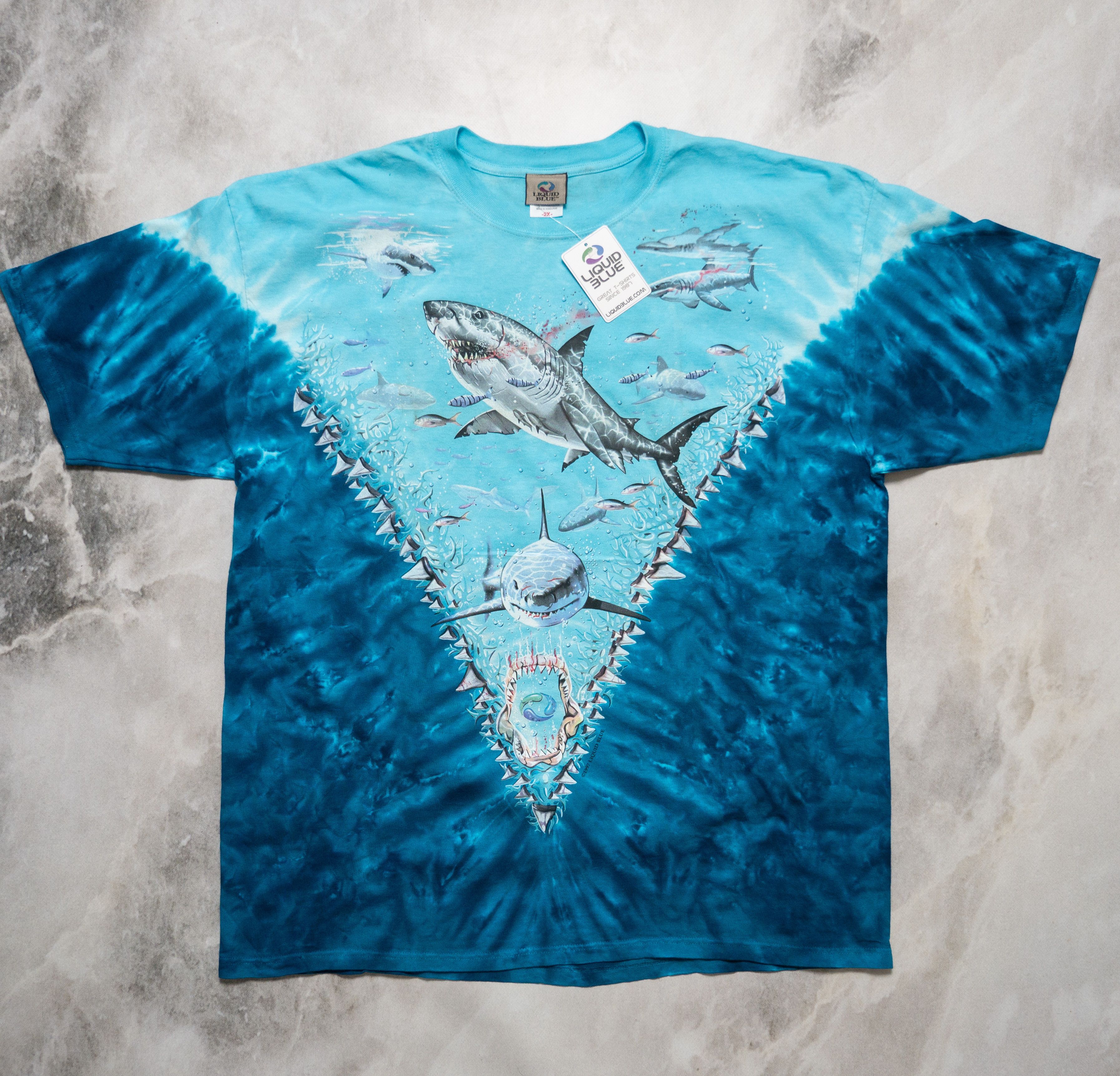 Vintage Liquid Blue Sharks Deadstock Nwt T Shirt 2x Hoodie, Sweatshirt | FlexRushtees.com