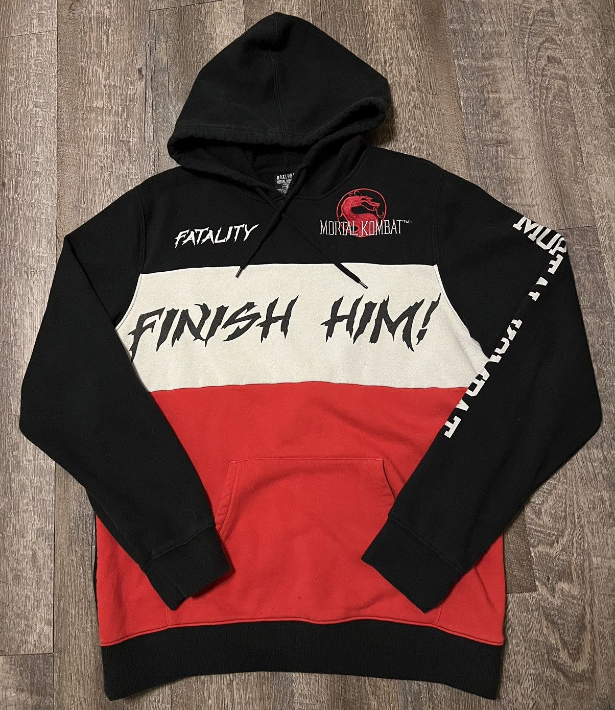 Japanese Brand Mortal Kombat Finish Him Fatality Hoodie Size Large