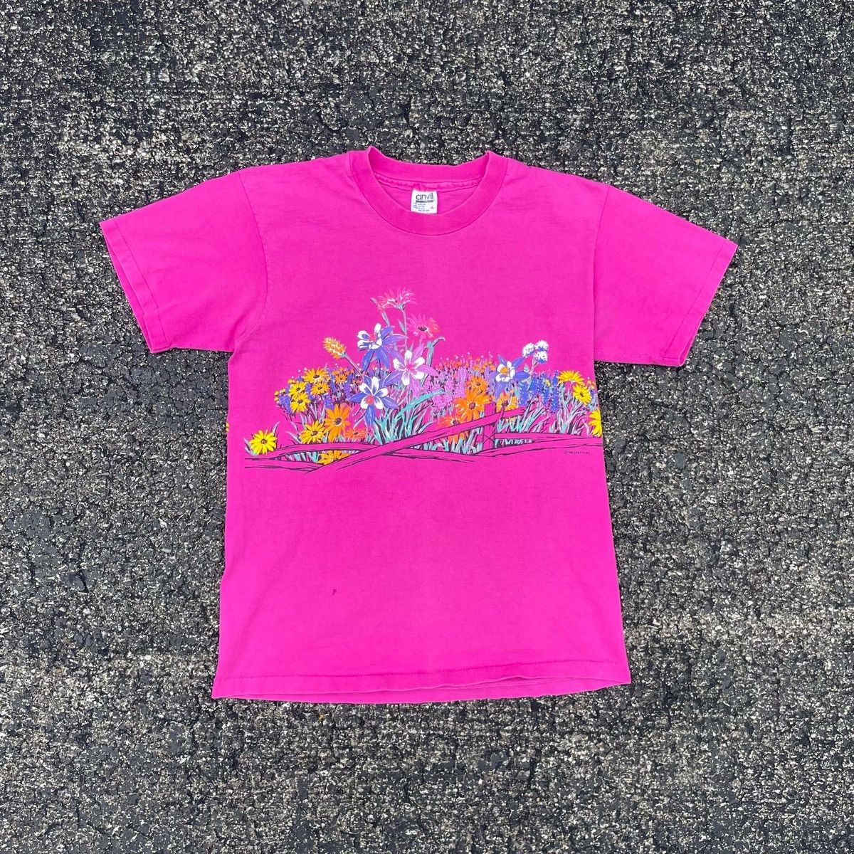 Vintage 1990 Flower Field Wrap Around Print T Shirt