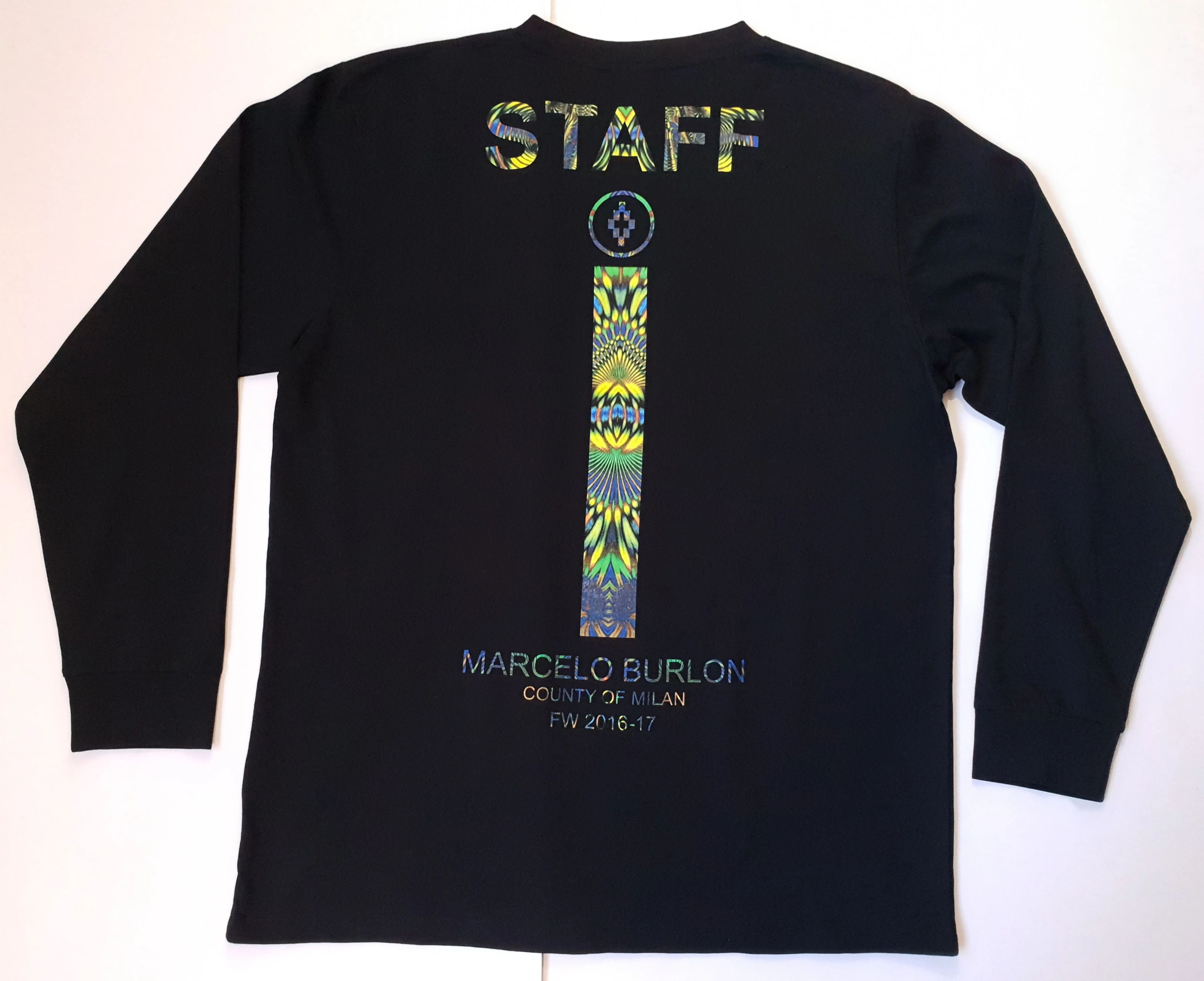 Burlon Marcelo Burlon Holographic Black Longsleeve Staff T-Shirts, Hoodie, Sweatshirt | FlexRushtees.com