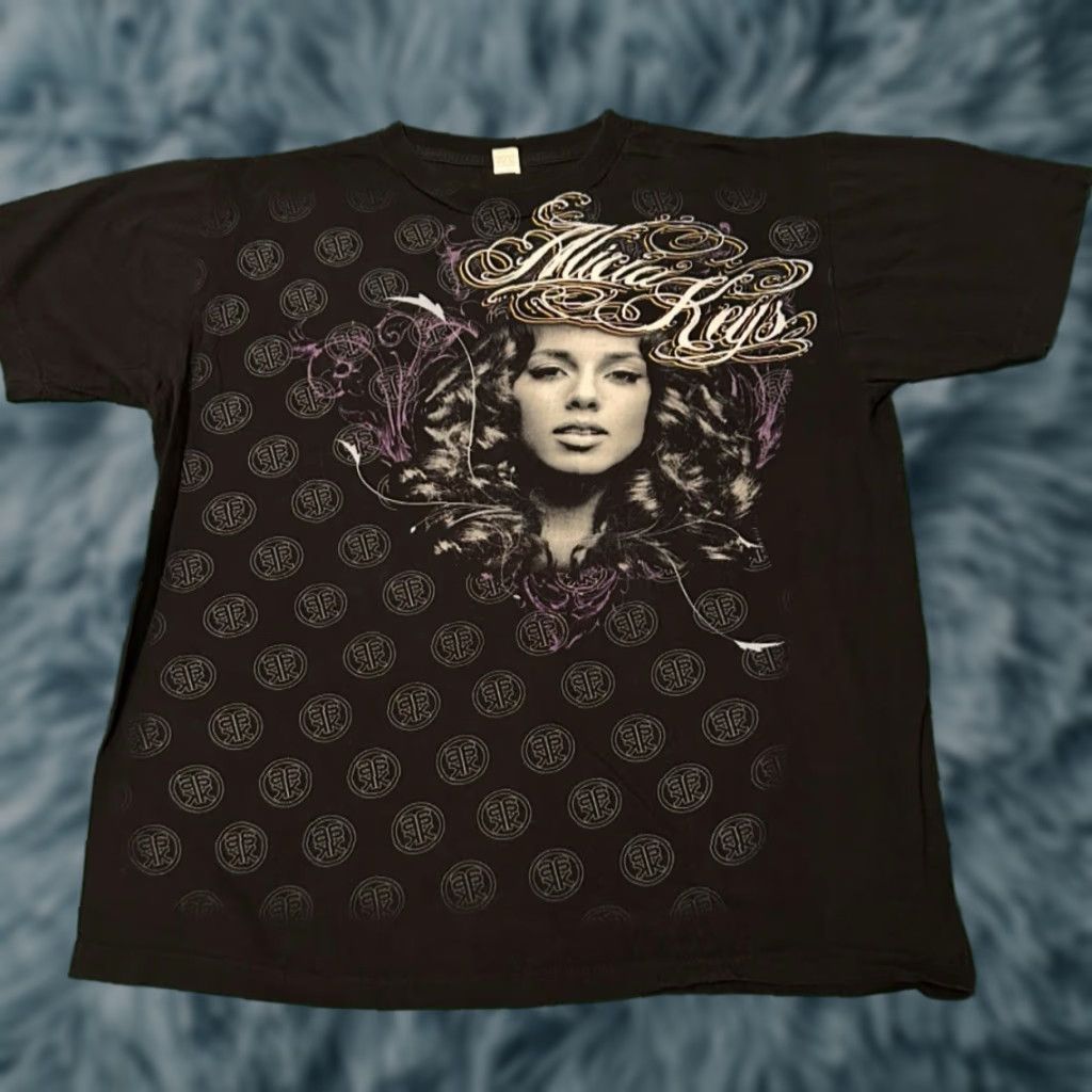 Doublet Vintage Alicia Keys All Over Double Sided Vtg Shirt L Large Black R B Hip Hop 90s 2000s Tee