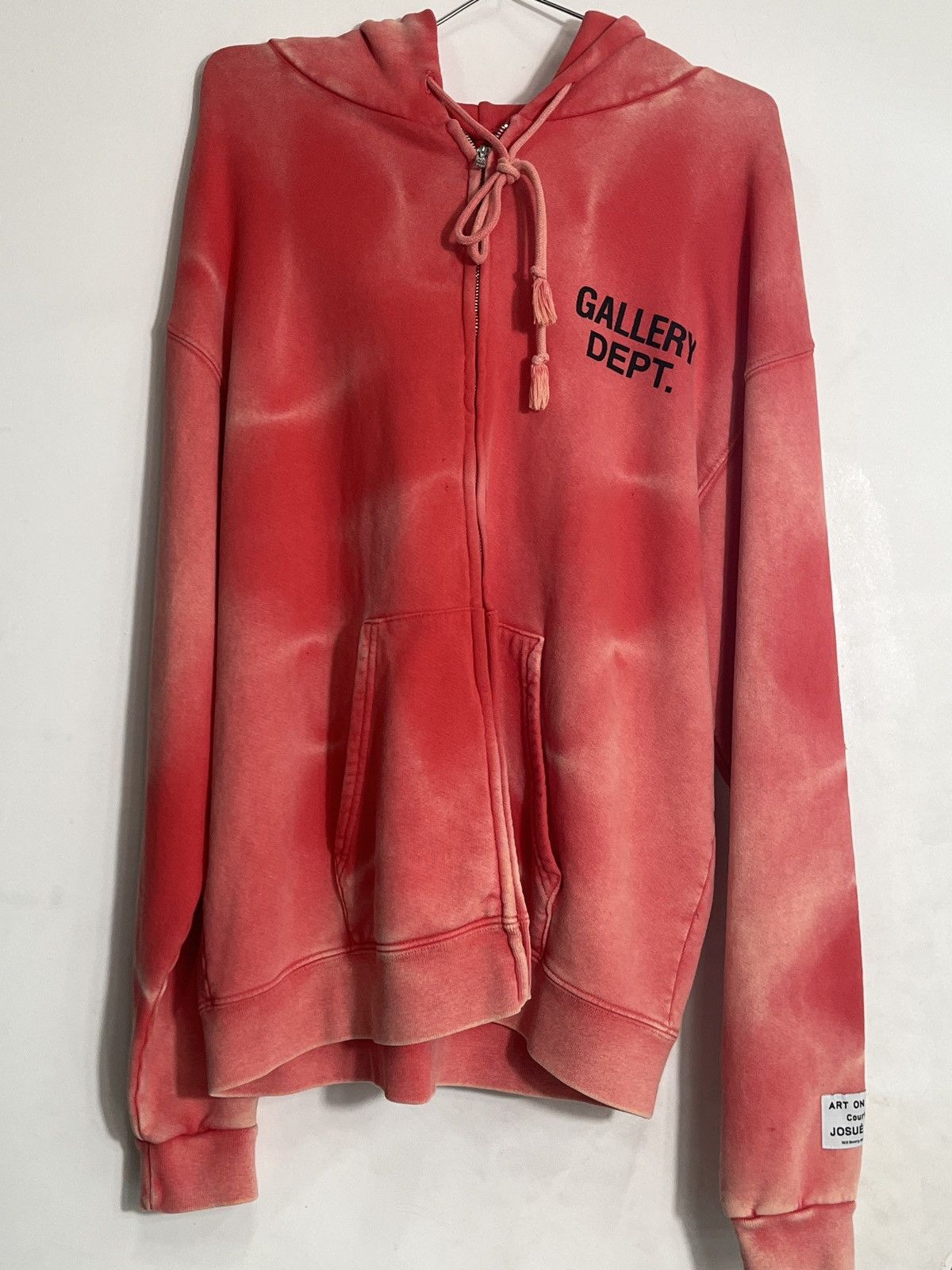Dept Gallery Dept Sun Faded English Zip Hoodie Red T-Shirts, Sweatshirt | FlexRushtees.com