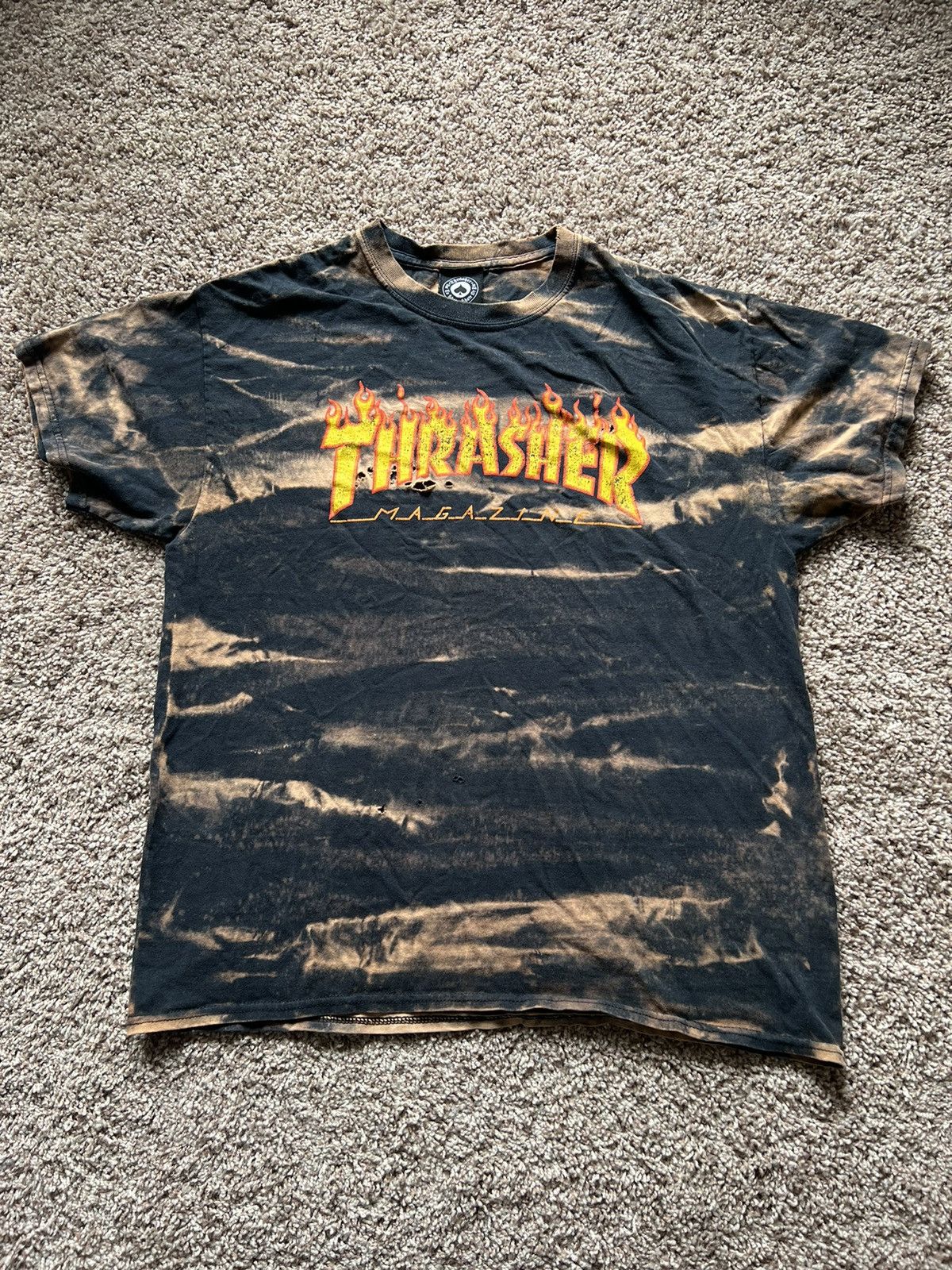 Thrasher Black Bleached T Shirt Size Medium Hoodie, Sweatshirt | FlexRushtees.com