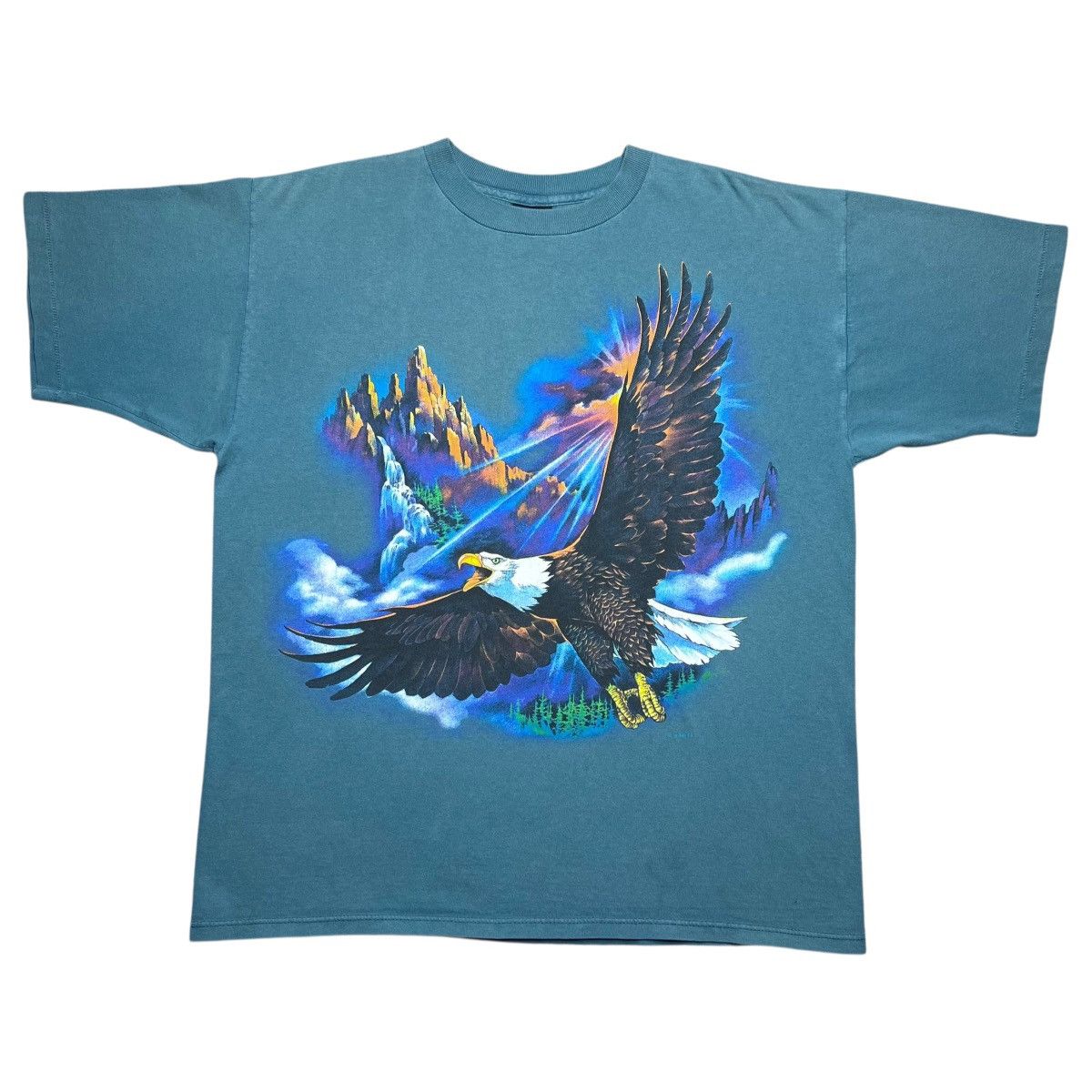 Vintage 1990s Habitat Eagle Flying Big Print Nature Tee Hoodie, Sweatshirt | FlexRushtees.com