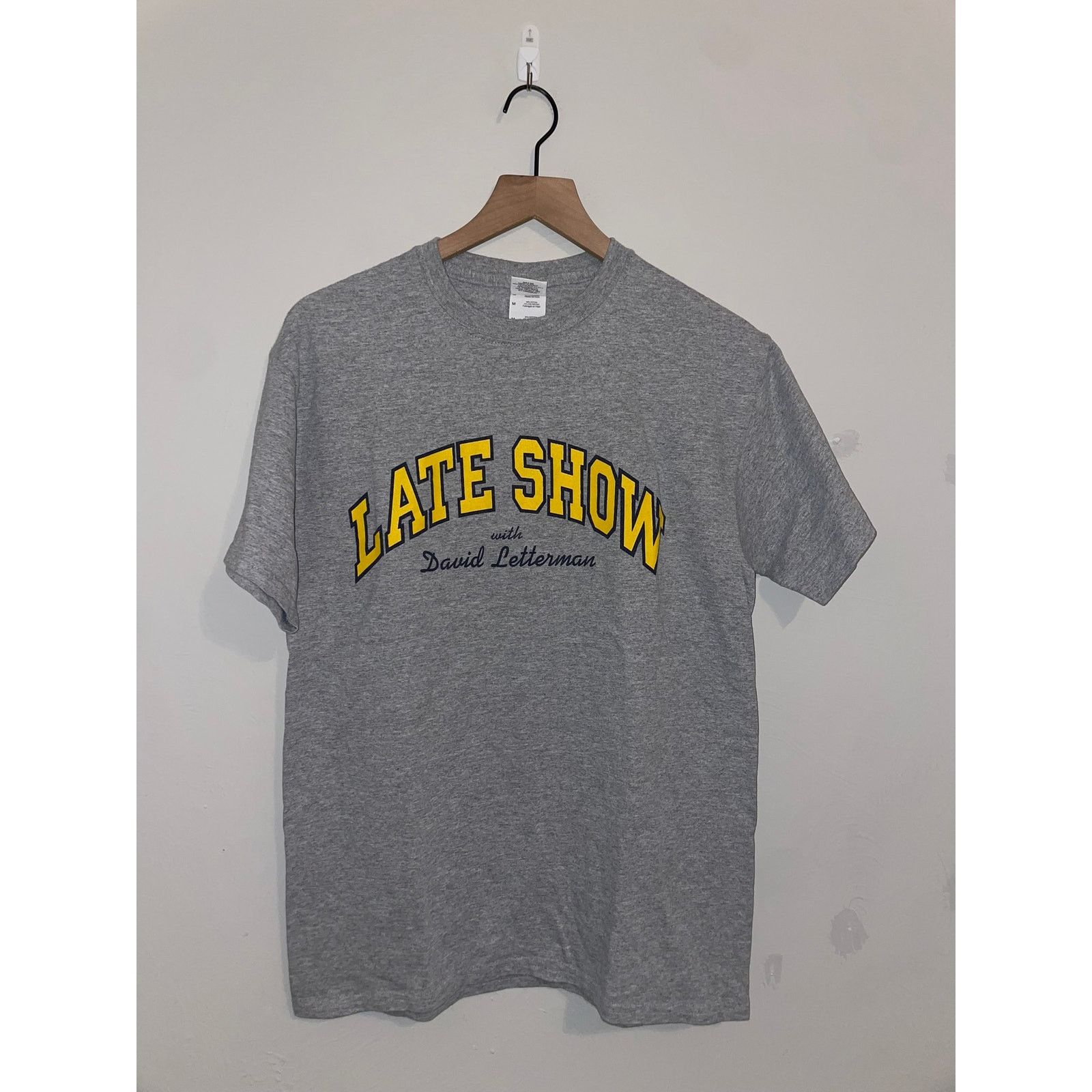 Gildan Vintage Late Show Shirt David Letterman Gray Tee 2000s M