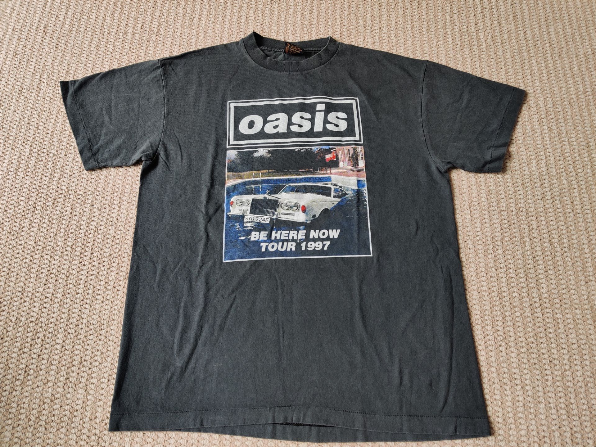 Other Oasis Be Here Now Tour Graphic T Shirt Large Faded Black Hoodie, Sweatshirt | FlexRushtees.com
