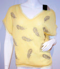 Other Greylin Yellow Blouse Faith Embellished Top Shirt Feathered