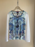 Barcelona Custo Barcelona Octopus Abstract Print Mesh L S Top T Shirt