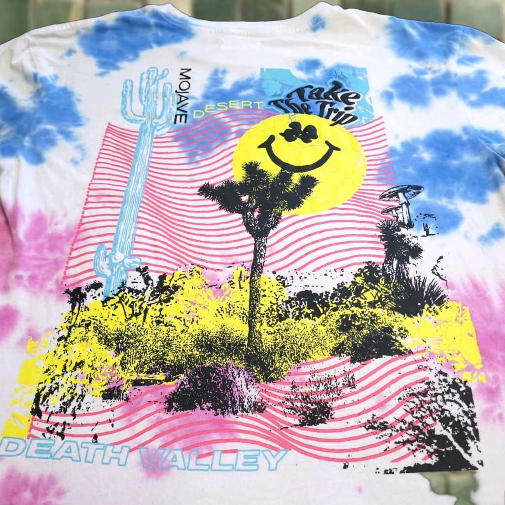 Pacsun T Shirt Women L Multicolor Tie Dye Mushroom Mojave Desert Death Valley California Beac