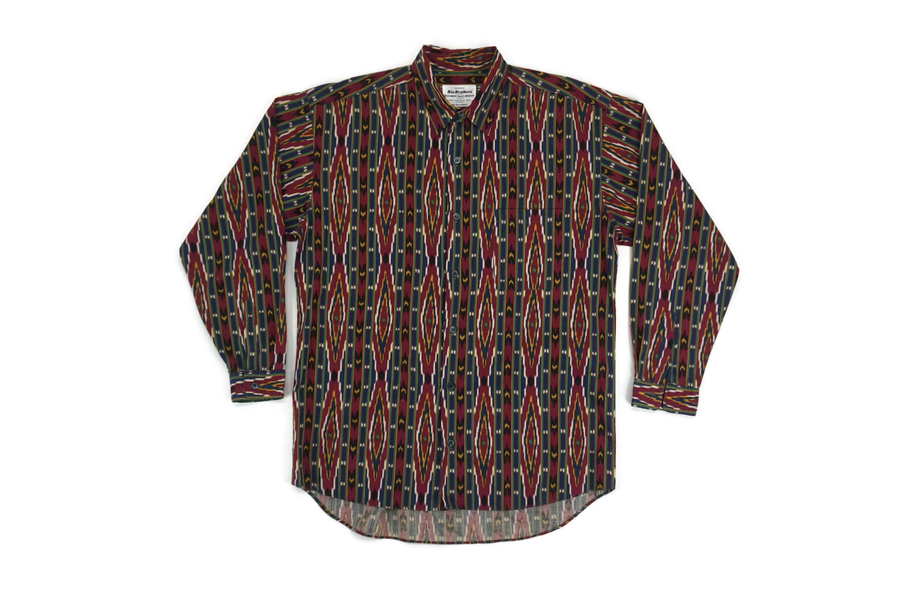 Japanese Brand Rio Brothers Western Shirt Aztec Southwestern Full Print