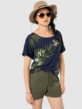Wolfskin Jack Wolfskin Womens Navy Blue Ss T Shirt Tropical Print