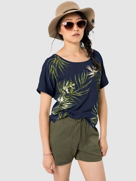 Wolfskin Jack Wolfskin Womens Navy Blue Ss T Shirt Tropical Print