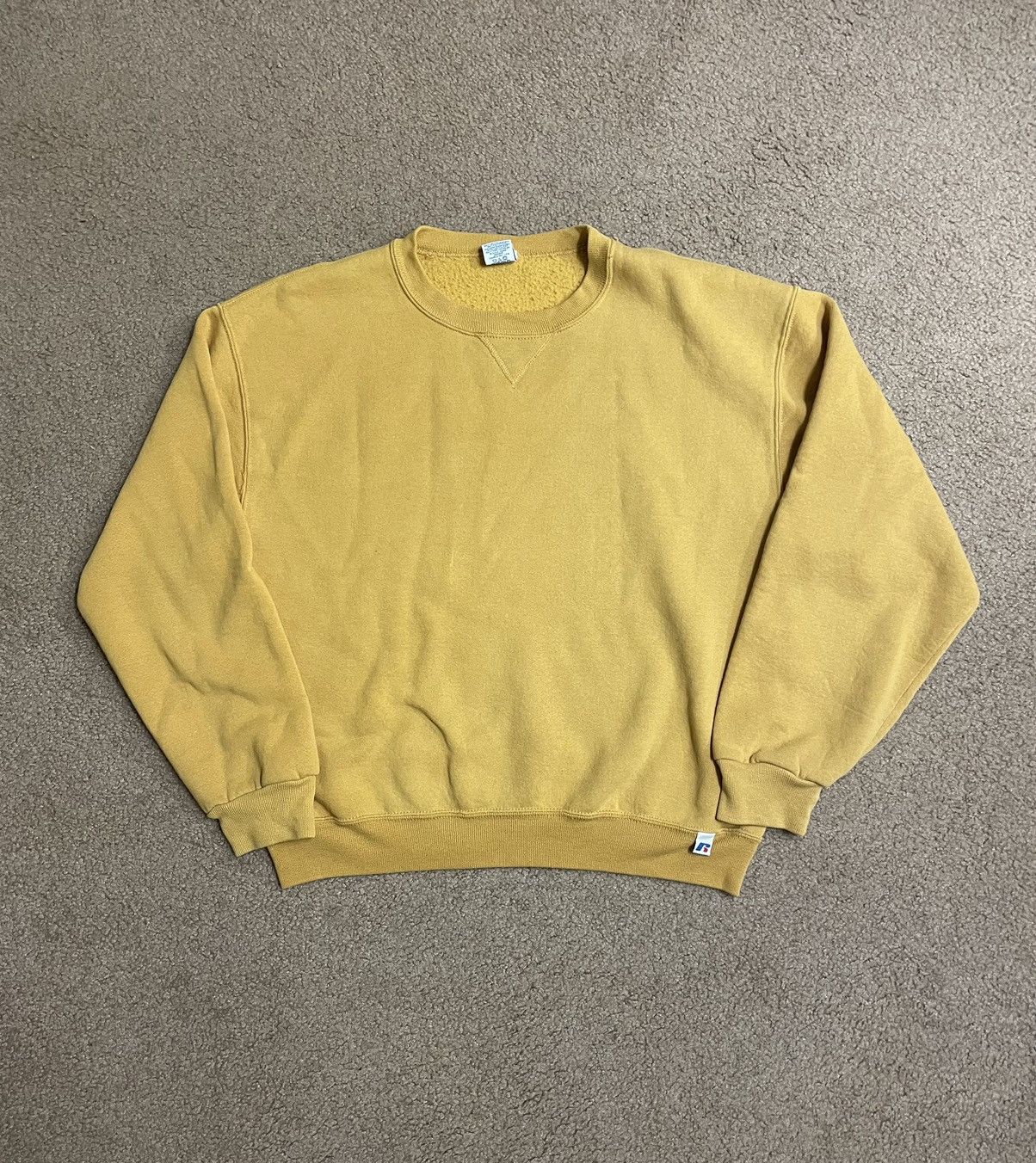 Vintage Blank Y2k Yellow Russell Crewneck Sweatshirt