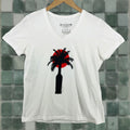 Vintage Bacardi Shirt Womens L White Cotton Jersey Short Sleeve Tee Tropical City Usa