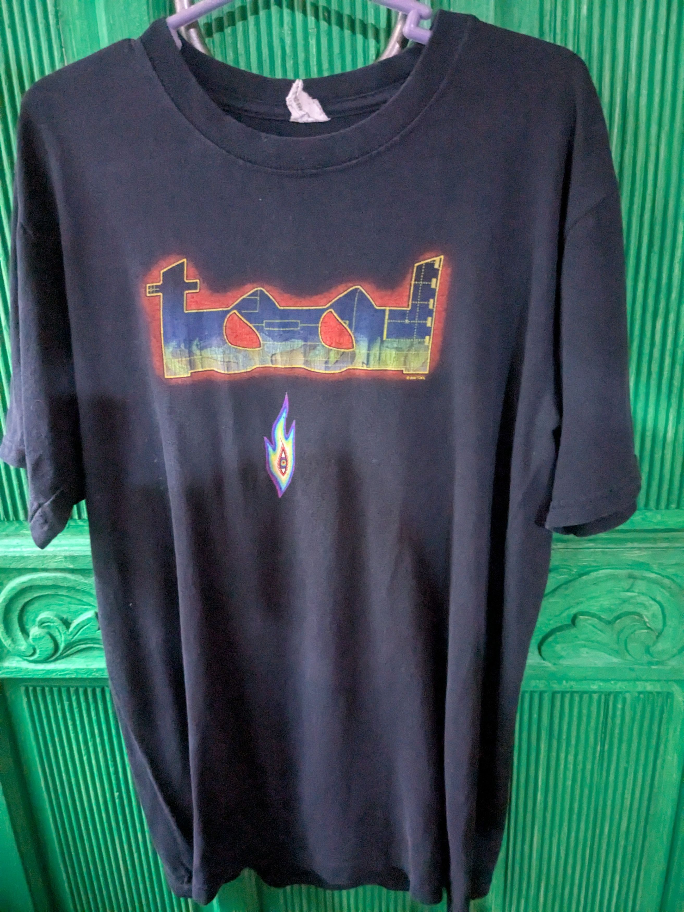 Tool Vintage Anvil Blue Tag Tshirt Black Backhit Hoodie, Sweatshirt | FlexRushtees.com
