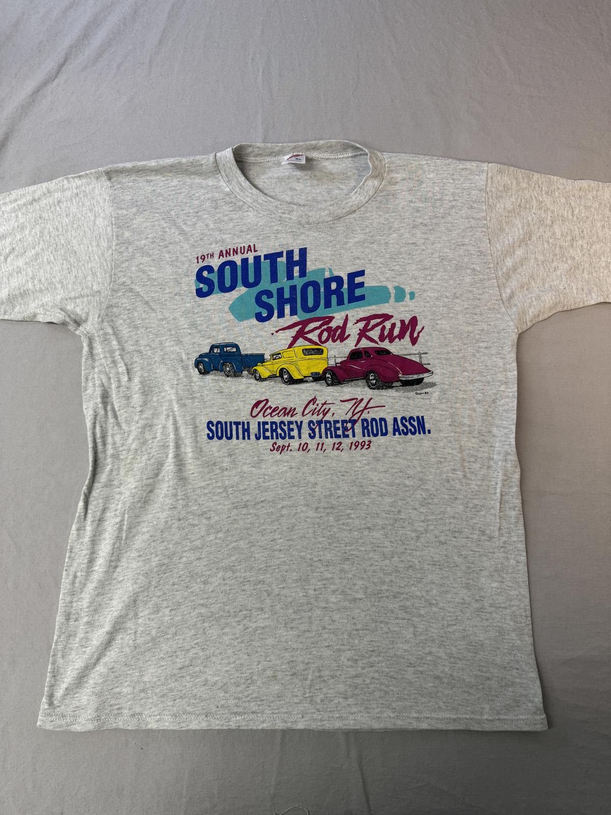 Jerzees South Shore T Shirt Hot Rod Run Ocean City Nj 1993 Tee Xl