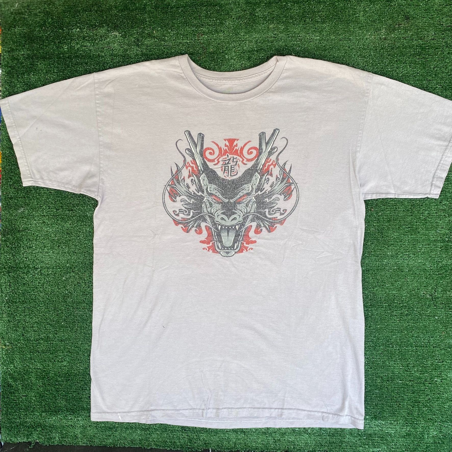 Vintage Y2k Dragon Japan Shirt White Tribal Punk Goth Tee
