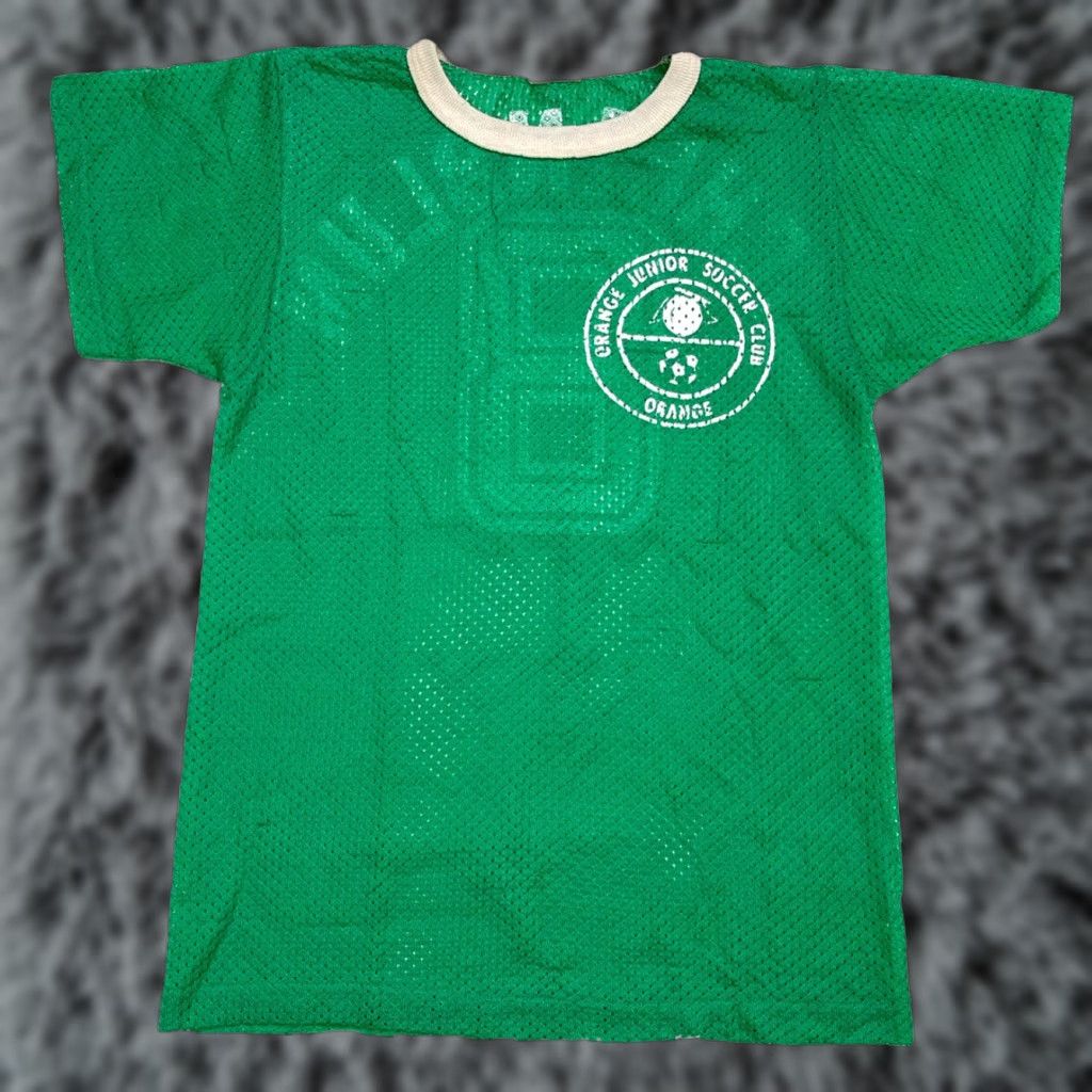 Vintage Fun Tees 70s Soccer Jersey Boys Medium Green Activewear Youth Soccer Club Retro Spor