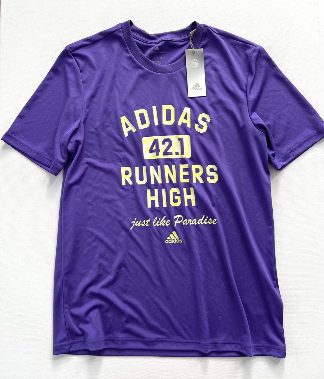Adidas Ha6681 Slogan Logo Graphic Tee Purple Rush