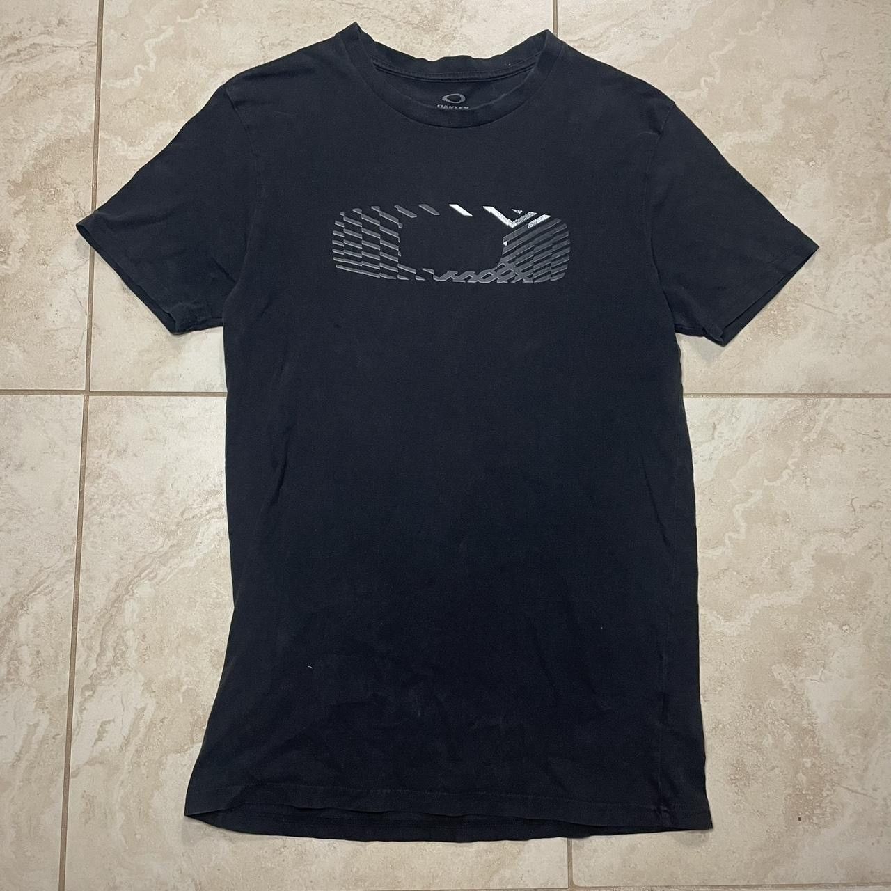 2000s Oakley Software Grunge Tech Faded Black T Shirt Small