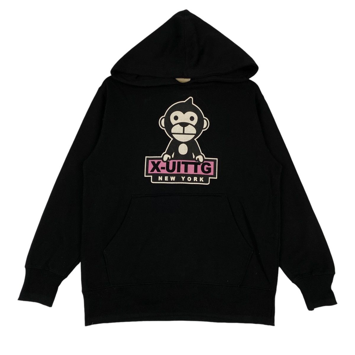 Uittg Printed Hoodie Black Pullover Jumper Size M