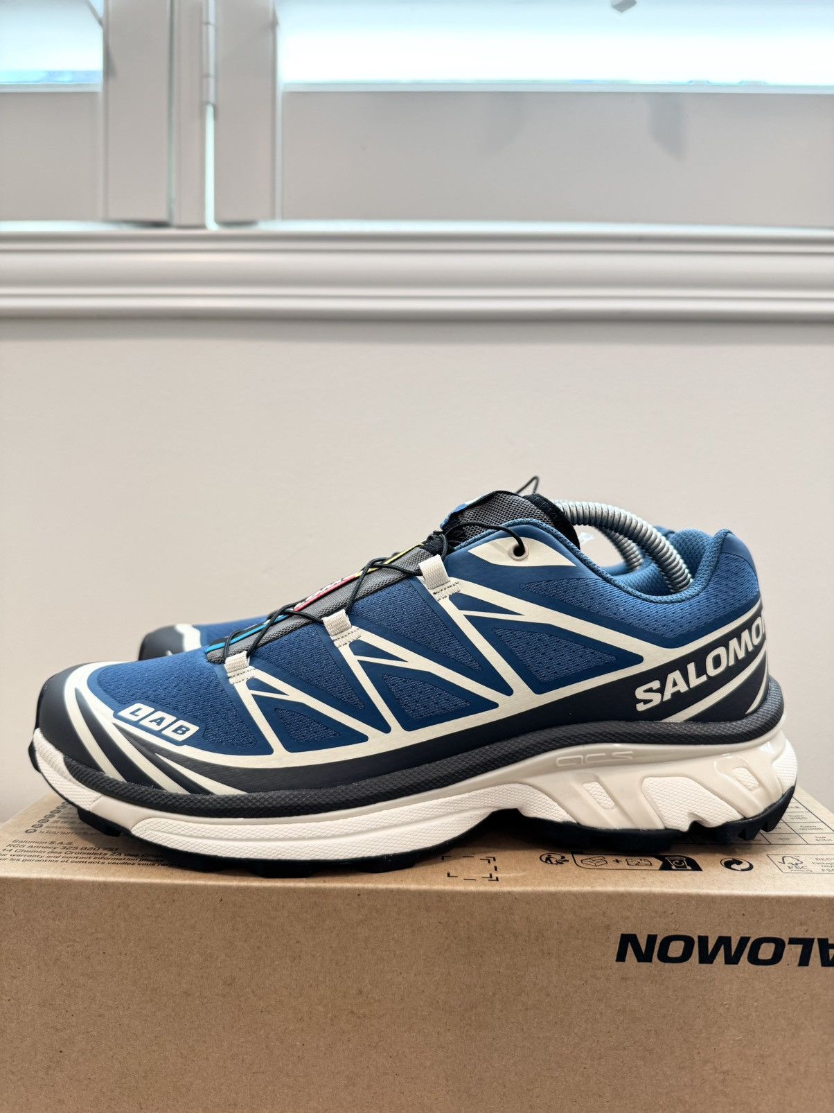 Salomon Xt 6 Dark Blue Almond Milk Asphalt Mens Size 9 5