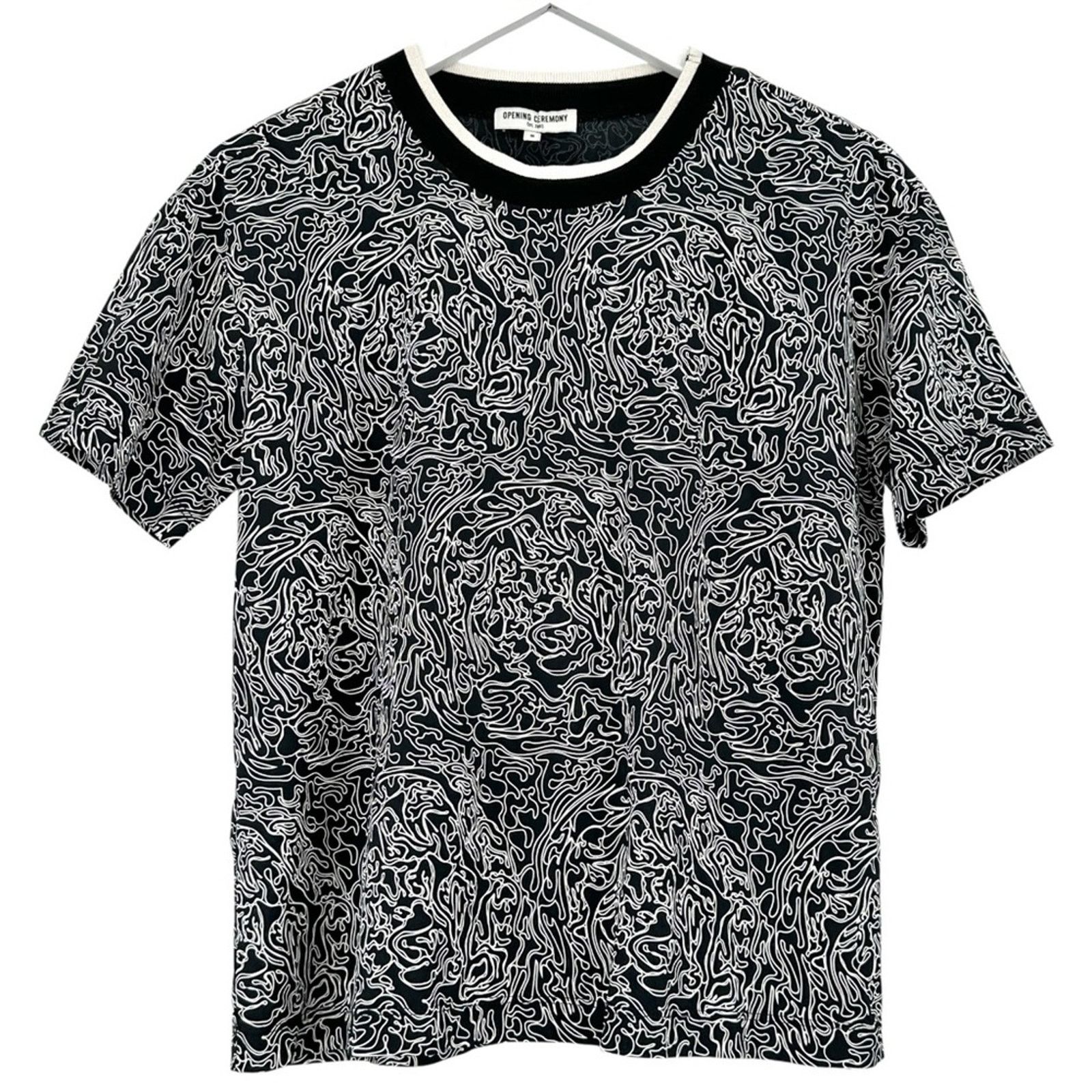 Opening Ceremony Black White Bold Trippy Graphic Print T Shirt Tee