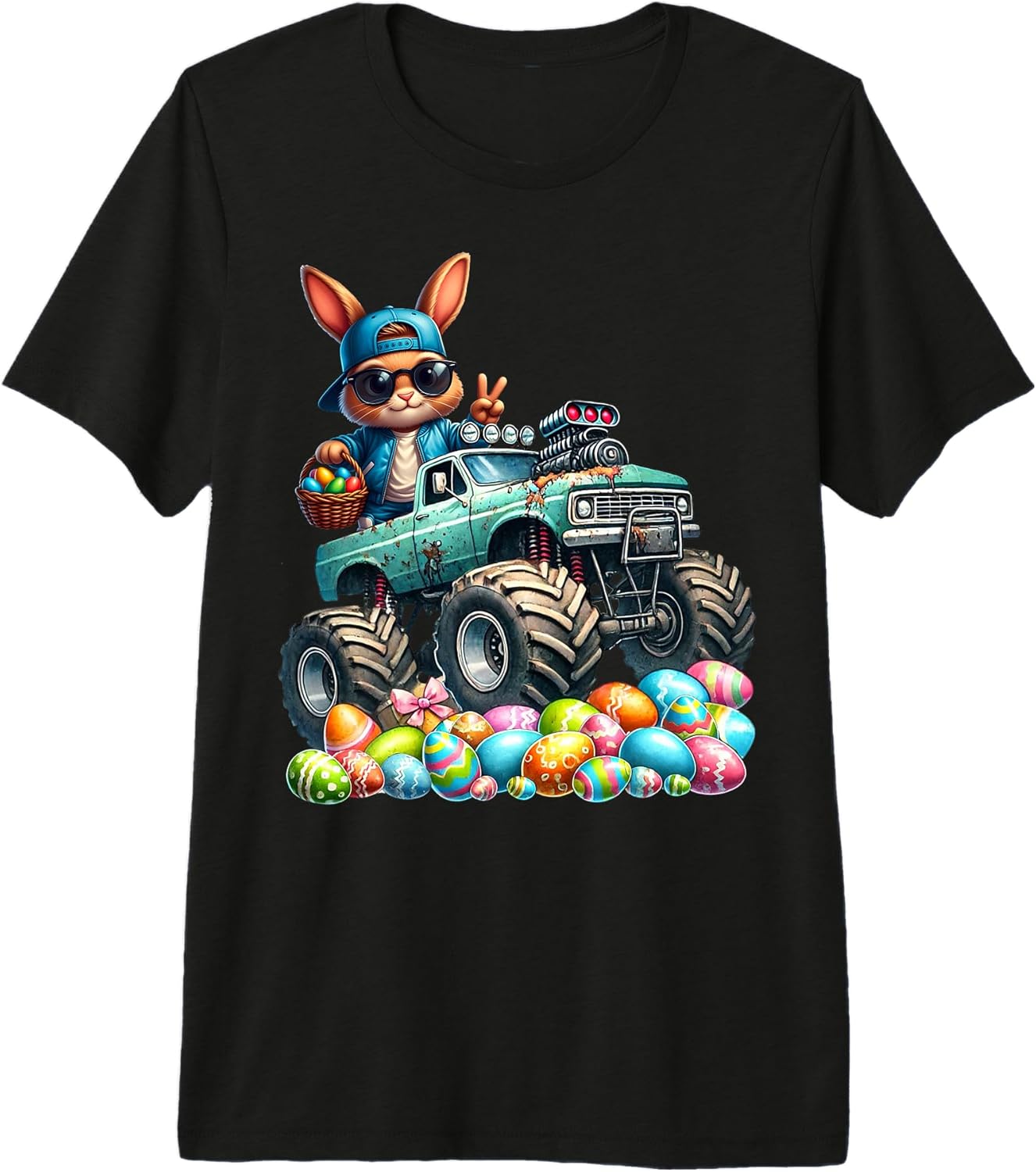 Happy Easter Monster Truck Shirt Kids Boys Toddler