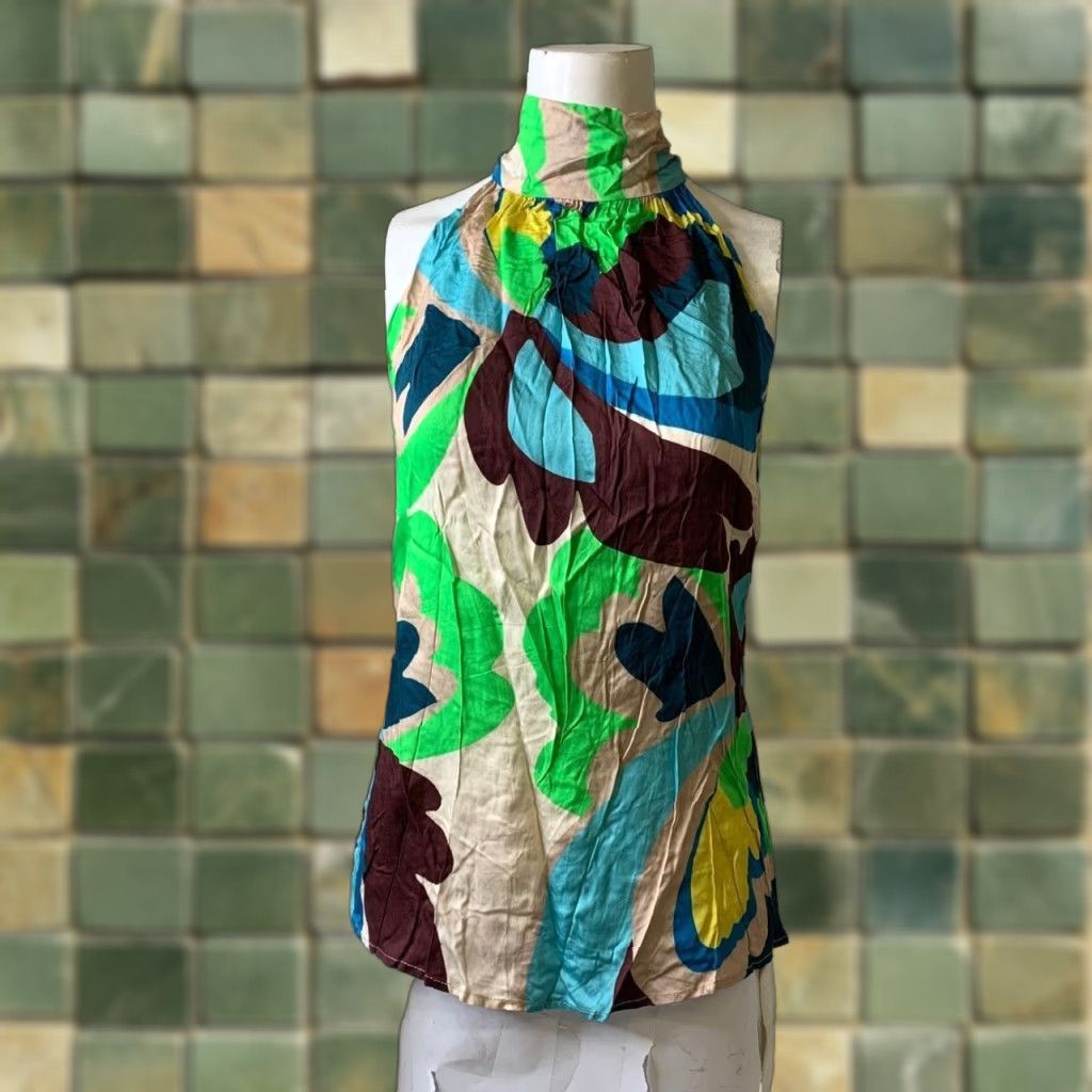 Vintage Julian Chang Tank Women S Size S Halter Tie Neckline Alvin Top Adore Multicolor Sleeveless C