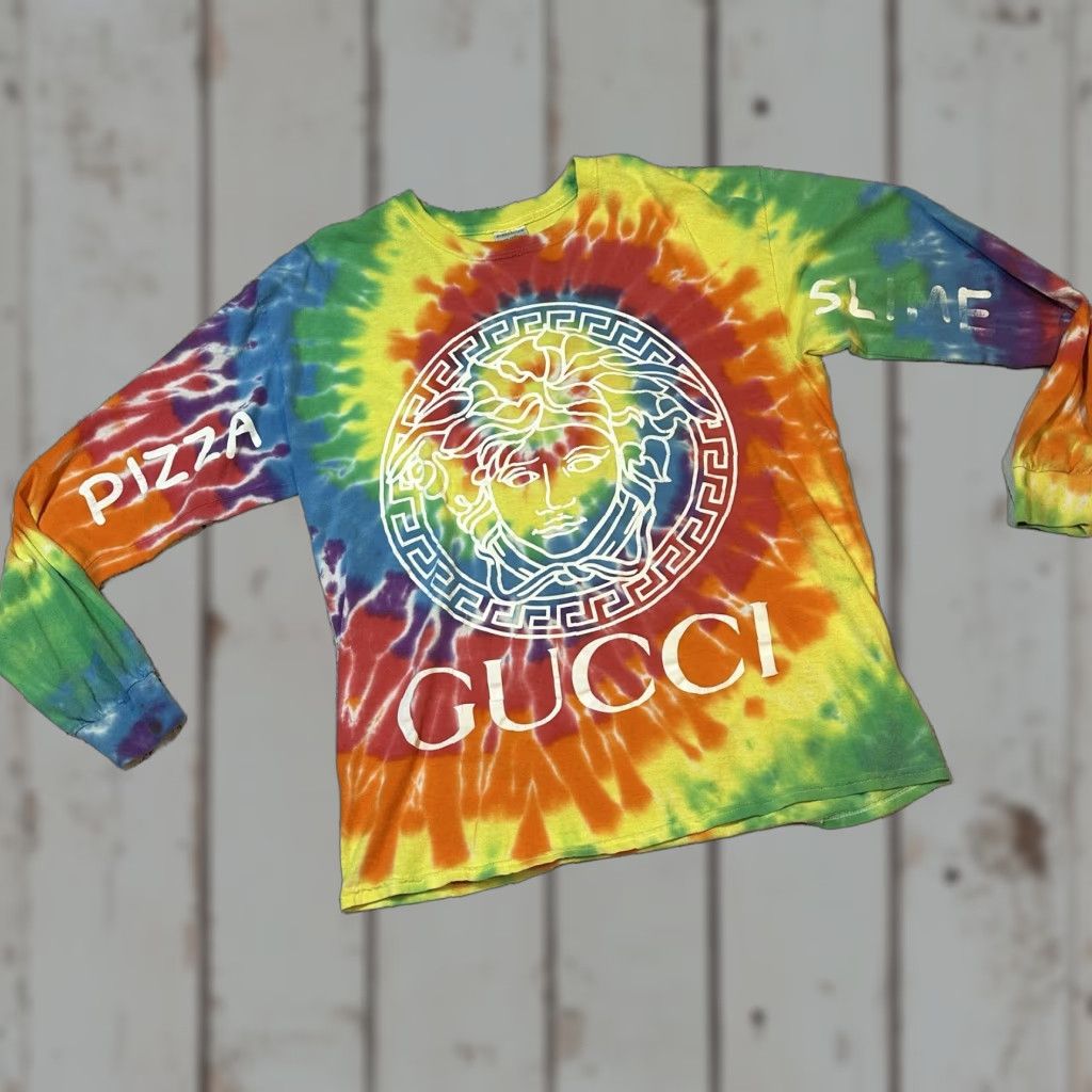 Vintage Pizza Slime Designer Logos Long Sleeve Men S Tee Shirt Large