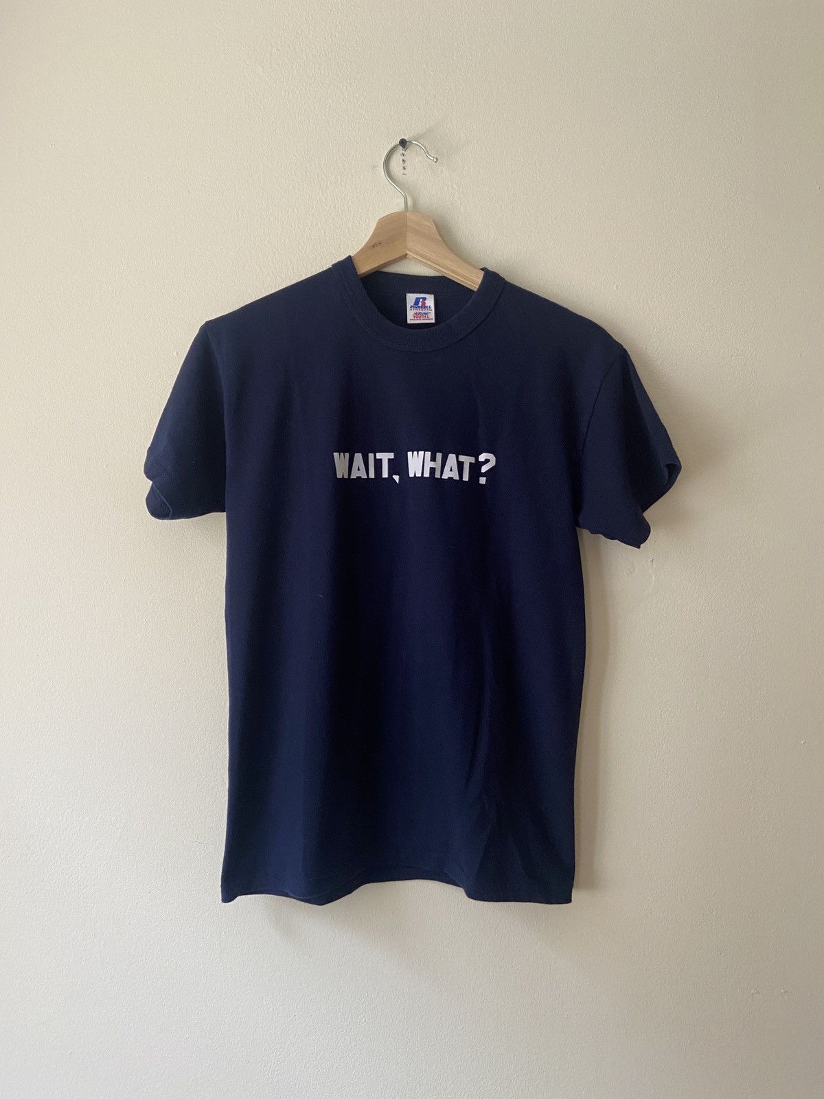 Vintage 90 S Russell Athletic Blank Quote Navy Tee Shirt